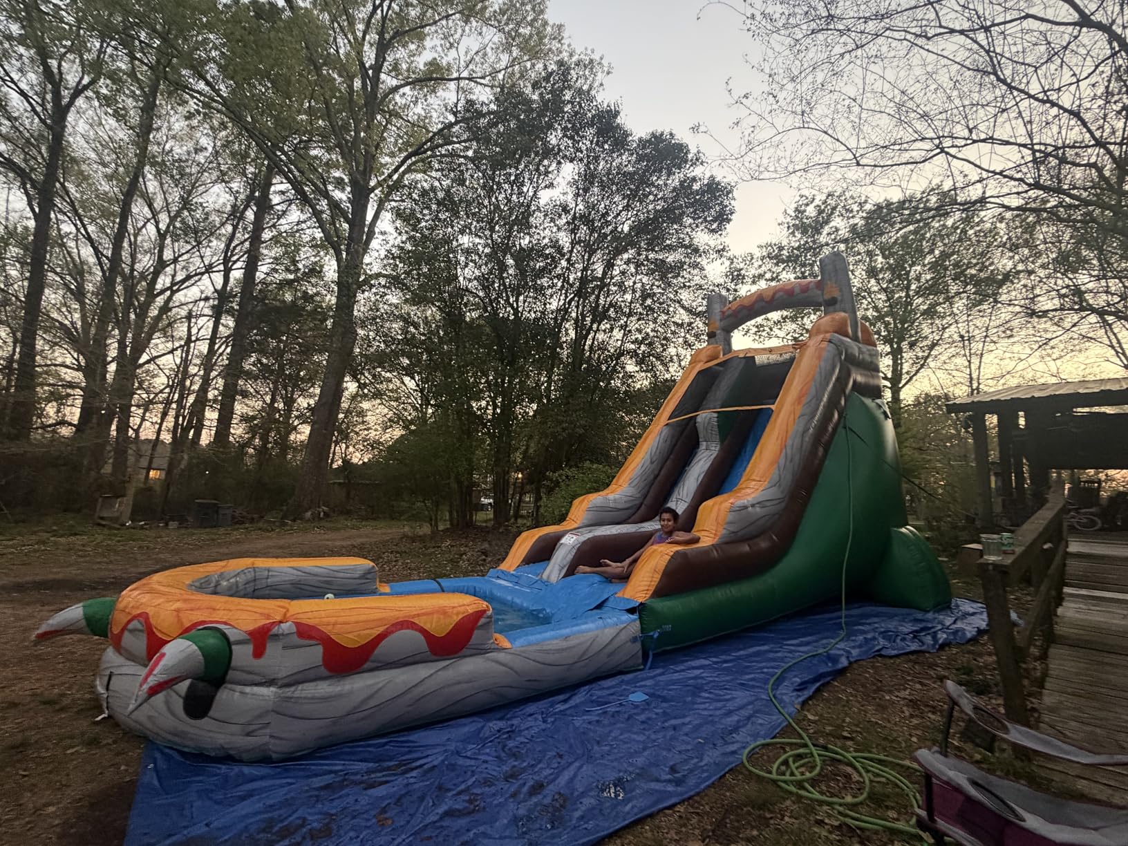 HeroKiddo 18ft T-Rex Inflatable Water Slide with Detachable Pool and Blower, 29ft Long- 100% Commercial PVC Vinyl, Heavy Duty Wet/Dry Slide for Kids and Adults, Front Load Entry for Easy Supervision customer photo 2