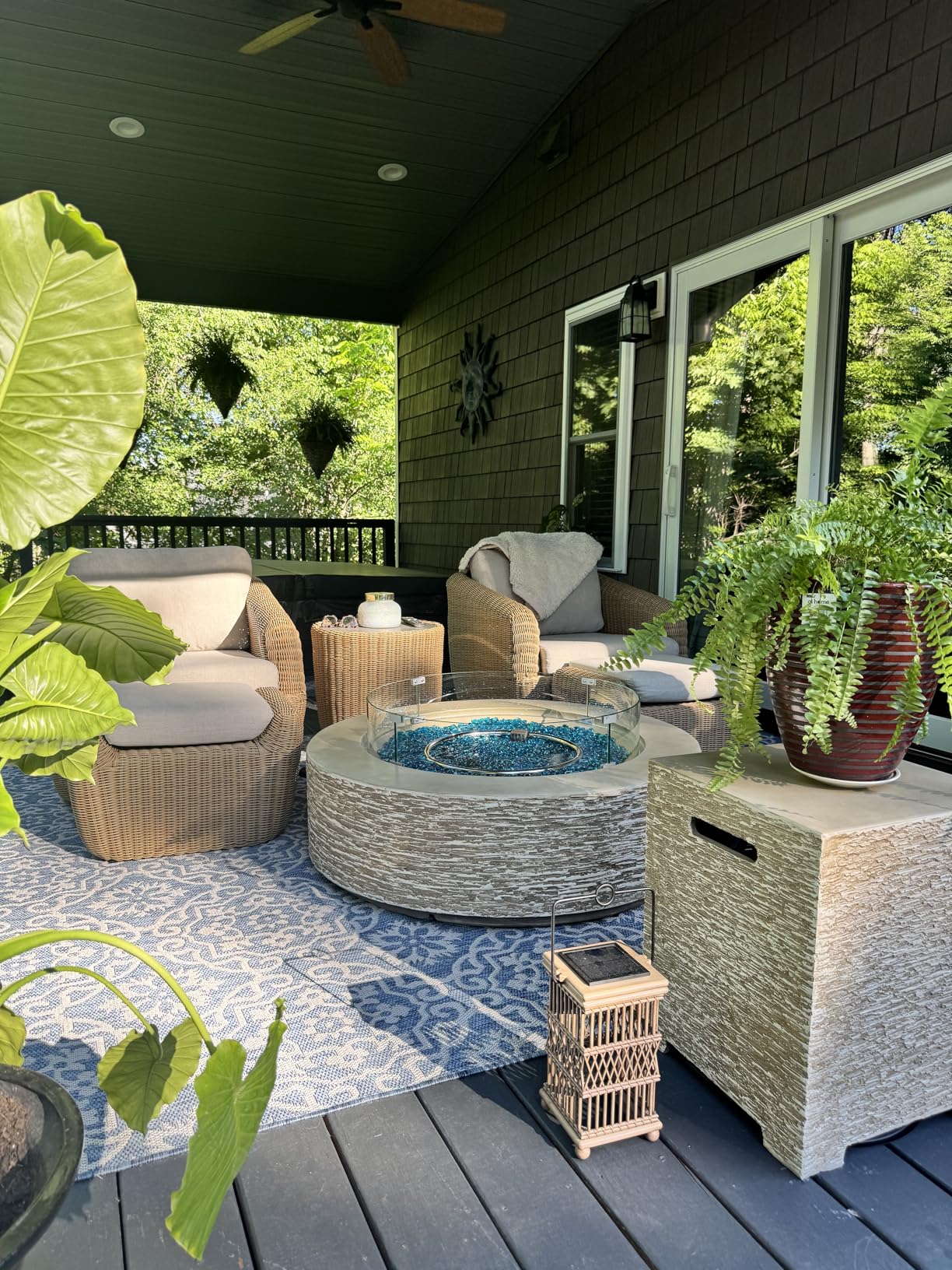 CHITA 5-Pieces Outdoor Wicker Furniture Set, Patio Conversation Set, Brown | 360 Swivel Chairs, Resin Wicker, Steel Frame, 5.1