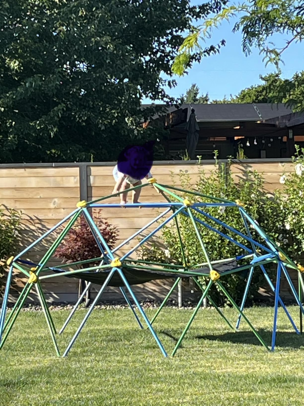 Gardenature 10FT Climbing Dome with Hammock, Outdoor Jungle Gym for Kids, Geometric Dome Climber Supporting 880 Lbs Anti-Rust Metal Outdoor Play Structure ASTM Approved Blue & Green customer photo 1