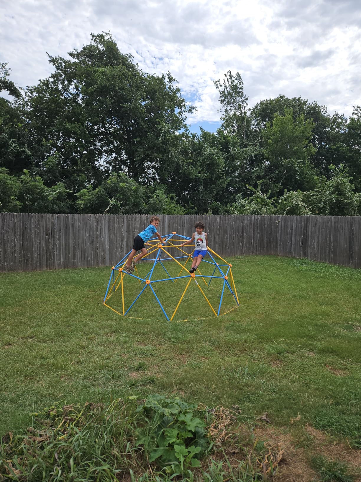 Gardenature 10FT Climbing Dome with Hammock, Outdoor Jungle Gym for Kids, Geometric Dome Climber Supporting 880 Lbs Anti-Rust Metal Outdoor Play Structure ASTM Approved Blue & Green customer photo 2