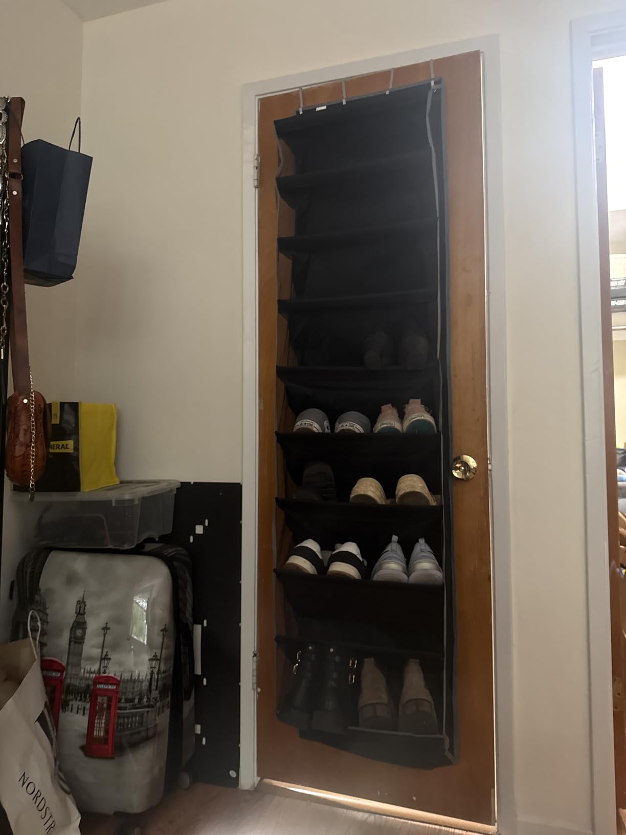 Kotkn 10 Tier Over The Door Organizer - Heavy Duty Hanging Storage Rack with Sturdy Oxford Fabric, Holds 20+ Pairs of Footwear, Boots & Sneakers, Saves 50% Closet Space (Gray) customer photo 1
