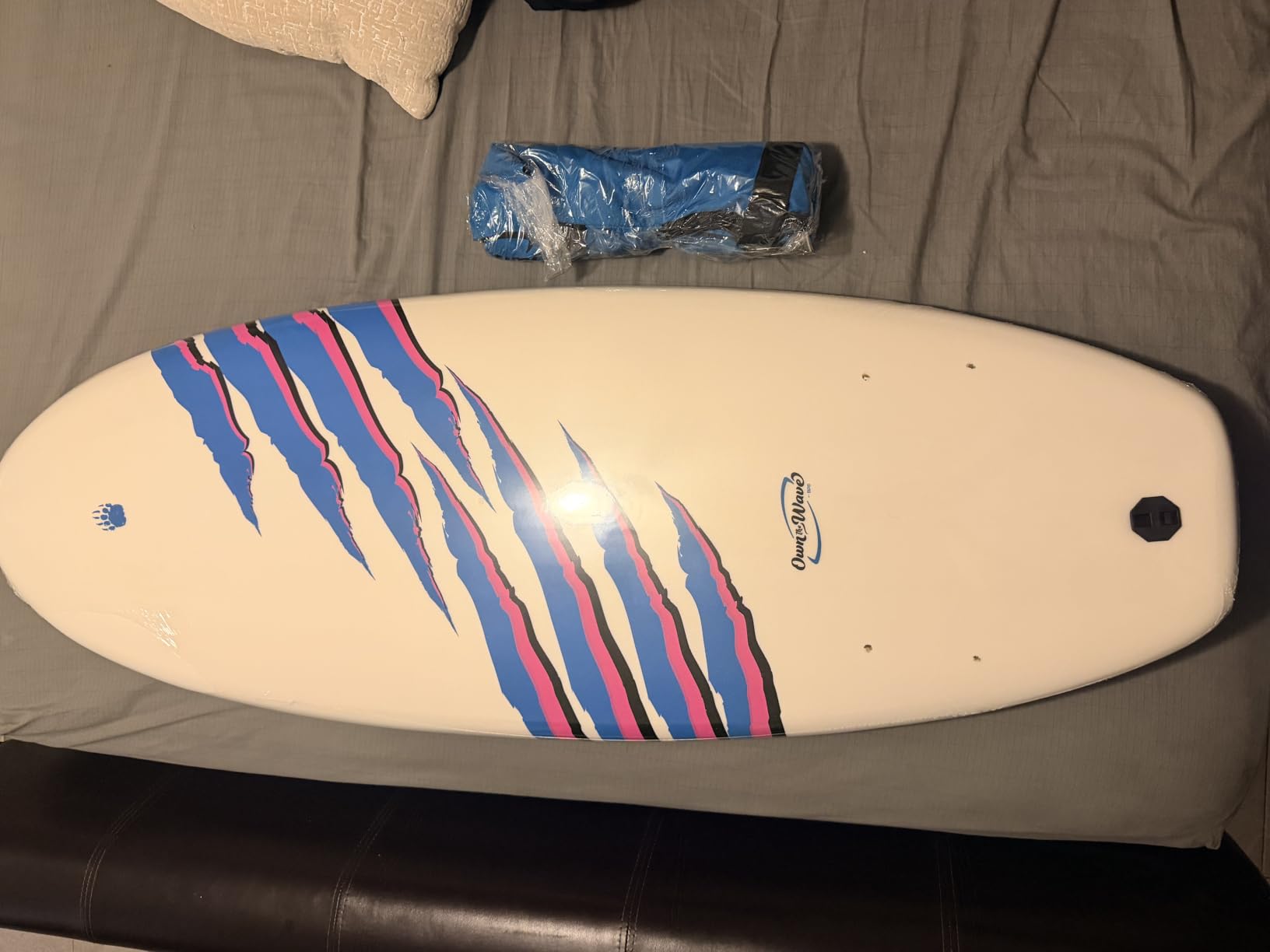 Own the Wave by BPS 'Claw Strike' (5'6 and 4'3 ft) Beginner Foam Surfboard Set with Carry Bag Made from Recycled Plastics - Soft Top Board for Kids Teens - Includes Fins and Leash customer photo 1