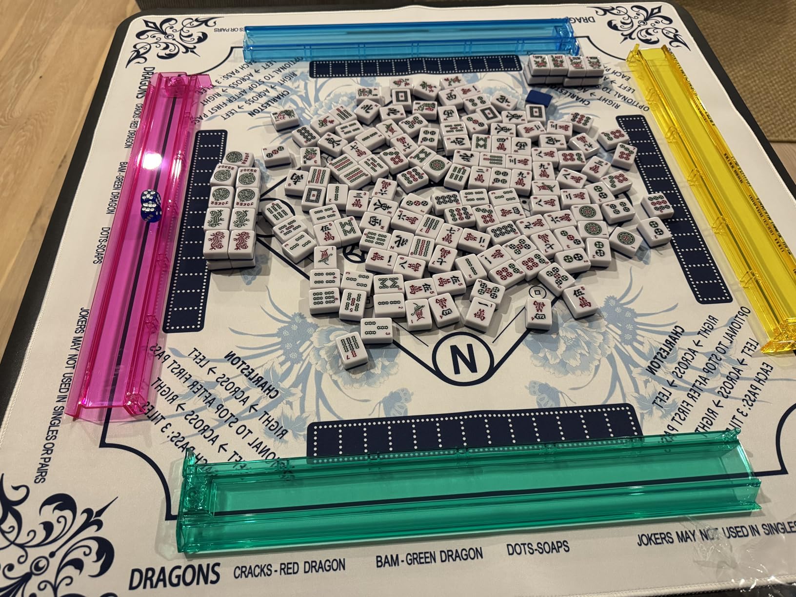 TIASUSAN American Mahjong Tile Set, 166 Blue Tiles, Bag and Mahjong Accessories, 4 All-in-One Rack/Pushers customer photo 1
