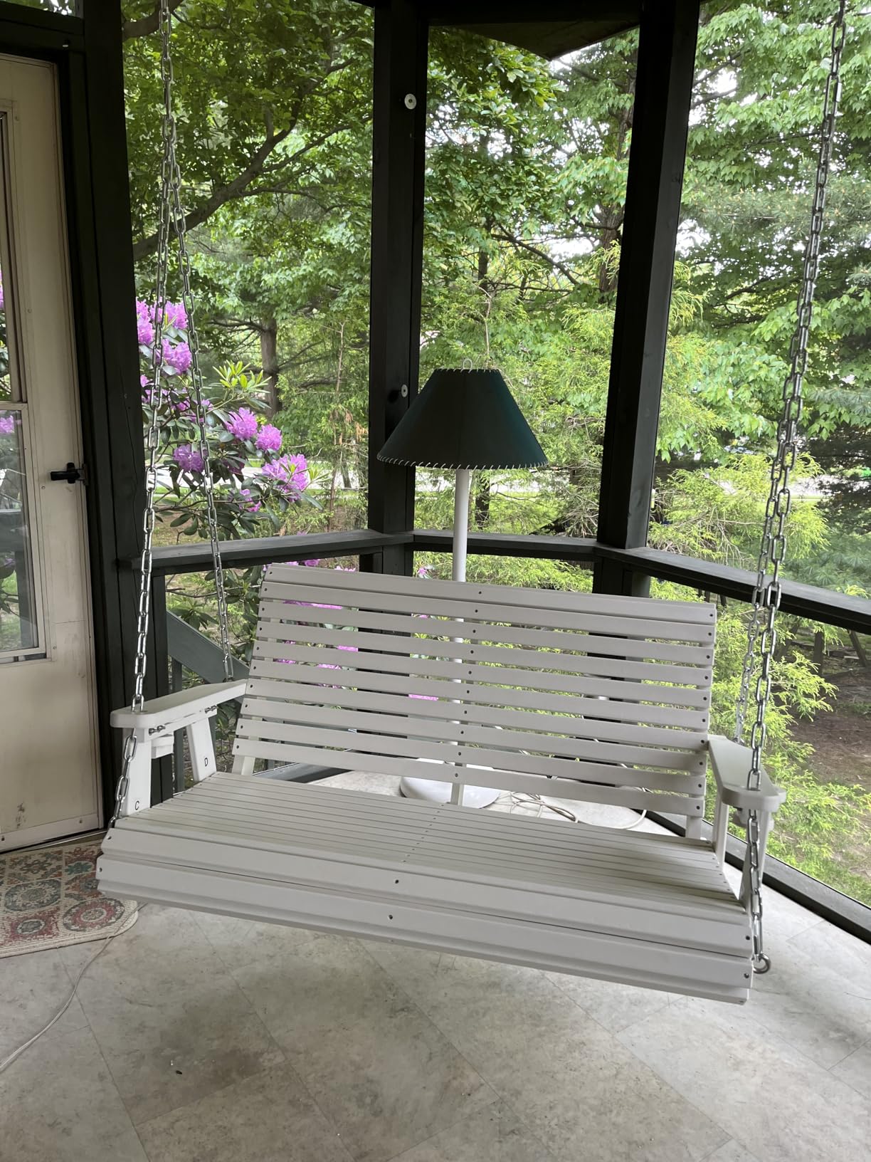 HDPE Porch Swing with 18/8 Stainless Steel Bolts, Ergonomic Design, Ultra Weather-Resistant, Heavy Duty 1200 LBS, for Outdoor Patio Garden Yard (Vanilla White) customer photo 1