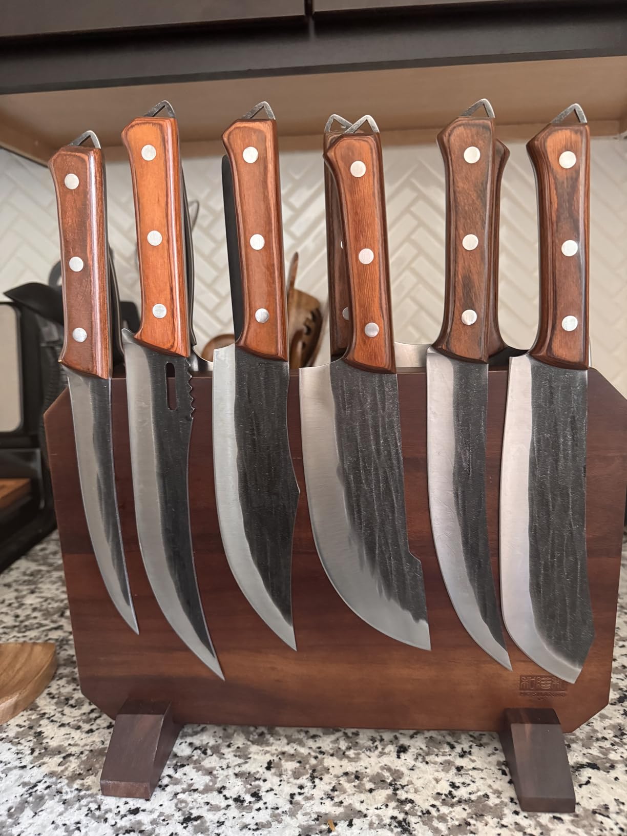 Huusk Butcher Knife Set, 10-Piece Hand Forged Chef Knife Set with Bag, Sharp Meat Cleaver & Bbq Carving Knives & Boning Breaking Knives for Kitchen & Camping, Fathers Day Gift for Men customer photo 1