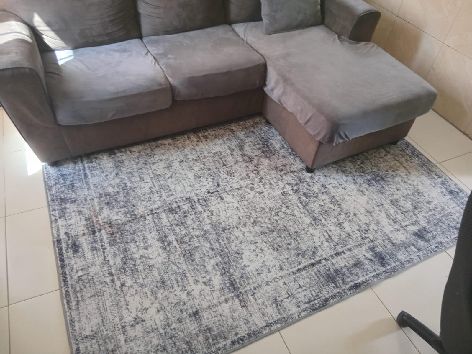 Washable Area Rug 5' x 7' Vintage Traditional Persian Mat - Foldable Distressed Non-Slip Machine Washable Carpet for Living Room Bedroom Kitchen Home Decor - Graphite and Mist customer photo 2