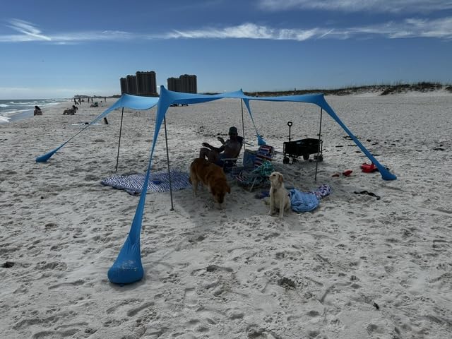 Beach Tent, Beach Canopy UPF50+ with Sandbags, Sand Shovels, Ground Pegs & Stability Poles, Outdoor Shade Camping Sun Shelter for Camping Trips, Fishing, Backyard Fun or Picnics customer photo 1