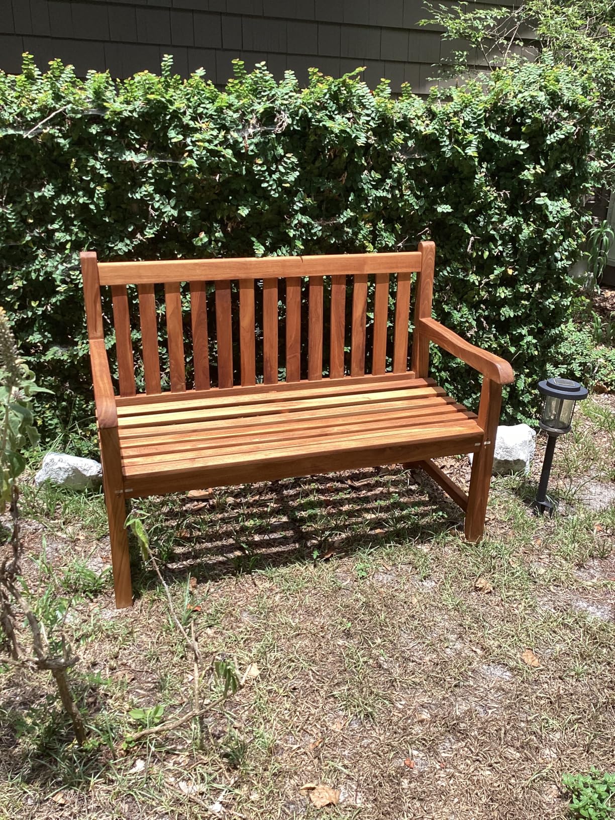 OTSUN Teak Bench Outdoor, 2-Person Wood Garden Bench with 800lb Capacity All-Weather Durable Fade-Resistant customer photo 1