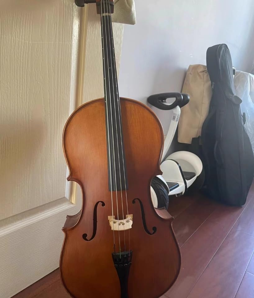 EPOFIT Full Size Cello Kit, Acoustic Cello Instrument for Adults, Students, Beginners, Complete Cello 4/4 Set with Portable Bag, Bow, Rosin, Natural Color customer photo 2