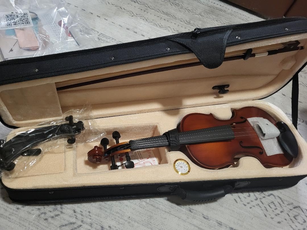Kmise Violin 4/4 Full Set, Tough Jujube Wood Violins, Glossy Acoustic Fiddle for Adults, Beginners,Students with Violin Case, Rosin, Strings, Bow, Shoulder Rest, Beginner's Guide customer photo 1