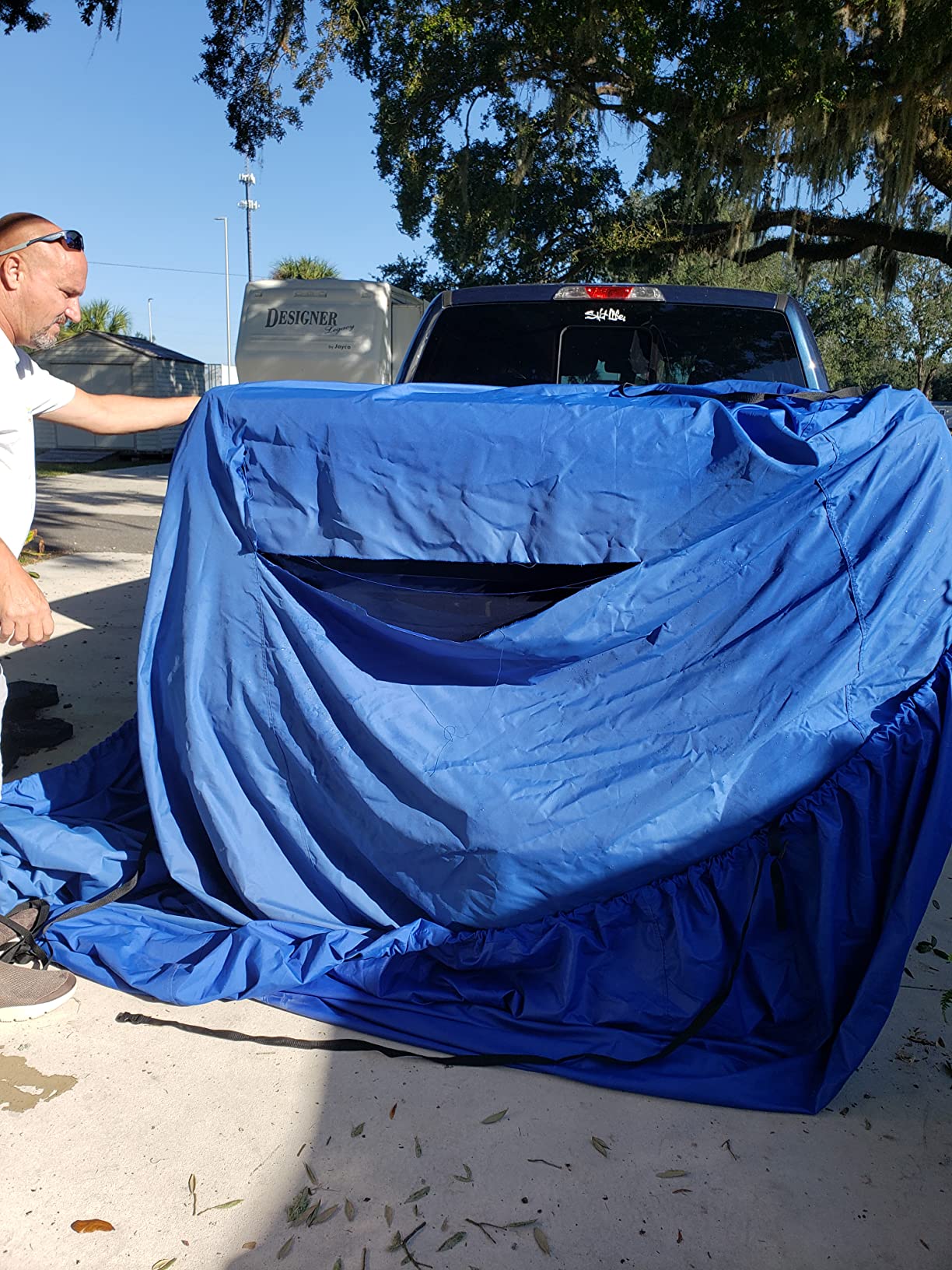 Seamander Pontoon Boat Cover, 16ft-18ft Waterproof Trailerable Heavy Duty Boat Cover Fit Beam Width Up to 102 inch customer photo 1
