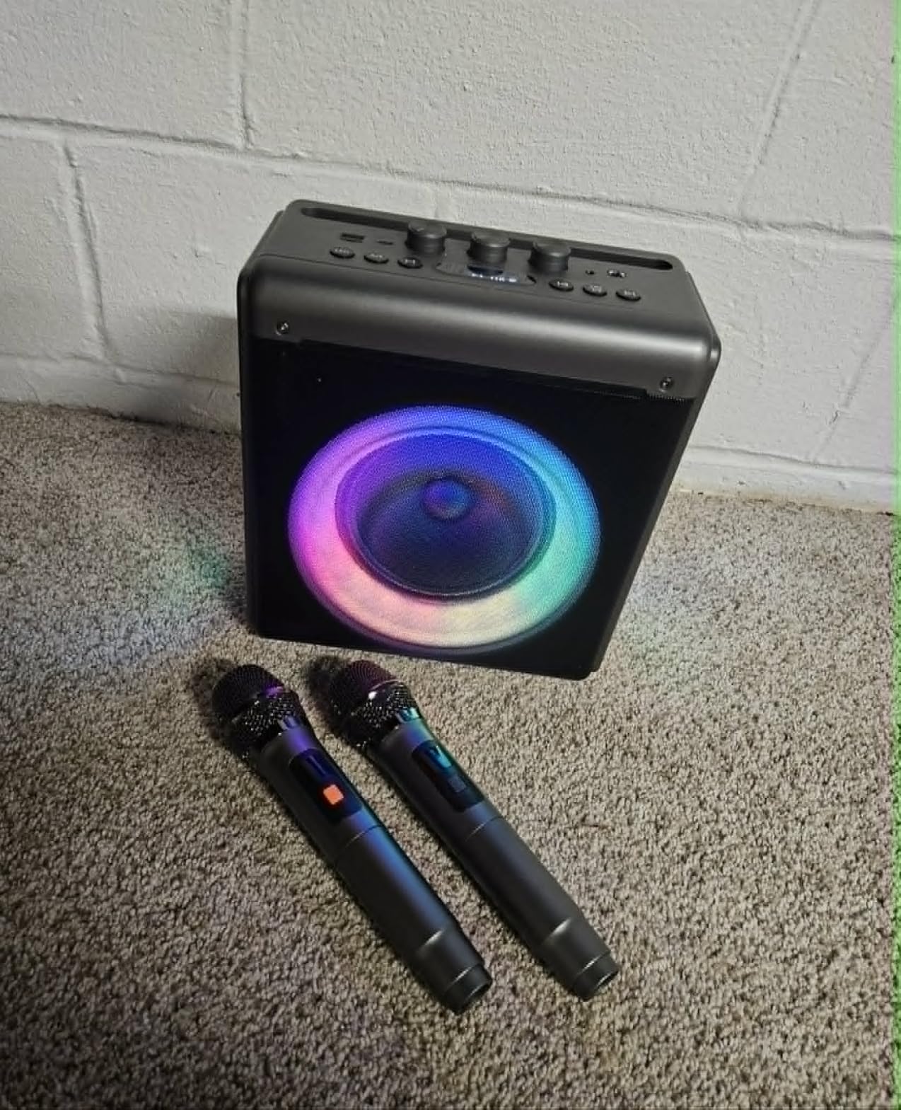 Karaoke Machine with 2 Wireless Rechargeable Microphones: Portable Bluetooth Speaker for Adults & Kids - PA System with Lights Supports TWS/TF Card/USB/AUX for Home Party customer photo 1