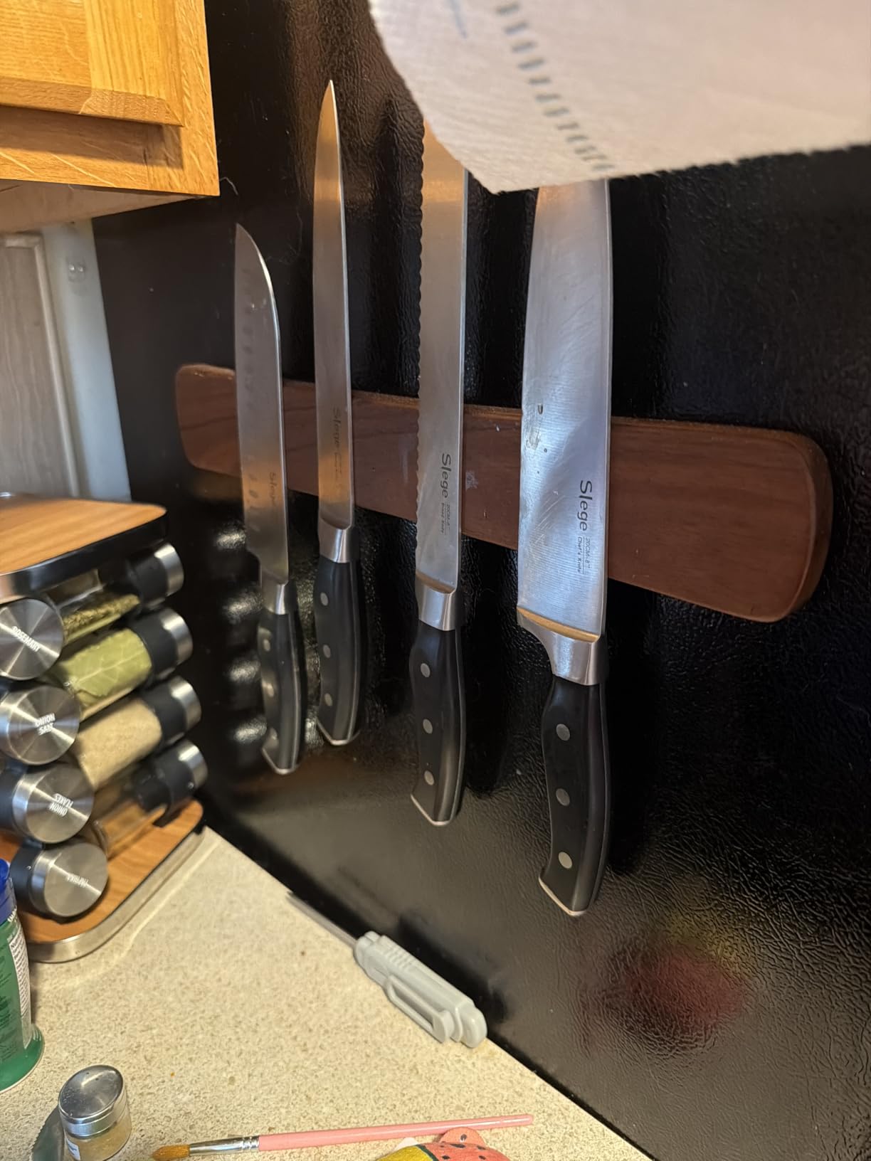 Swaitee Magnetic Knife Holder for Wall, 16 Inch Acacia Wood Magnetic Knife Strip, Kitchen Storage Organizer, Fridge Side Mount, Housewarming Gifts for New Home customer photo 1