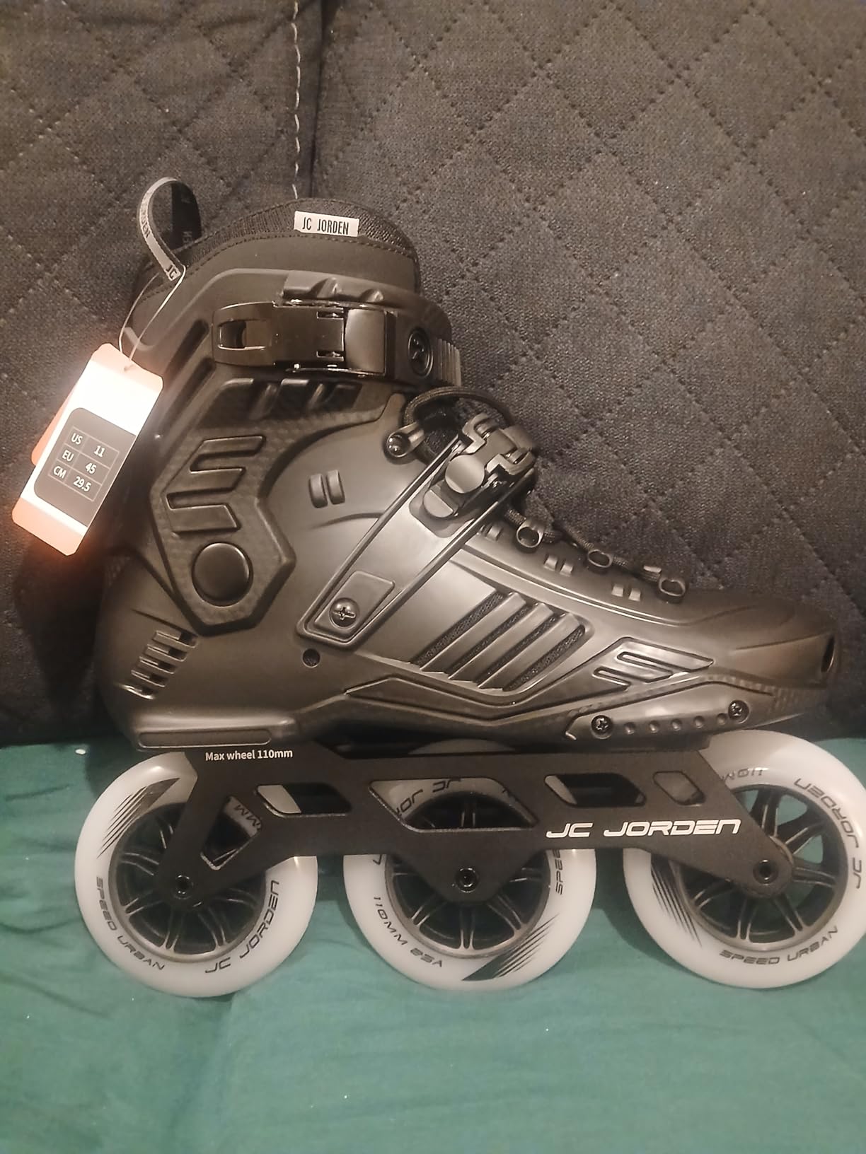 Inline Skates for Women Men, 3 Wheels 110mm Roller Skates Blades with Durable Outer Shell, Outdoor Professional Fitness Speed Racing Skates with Metal Frame for Adults Unisex customer photo 1