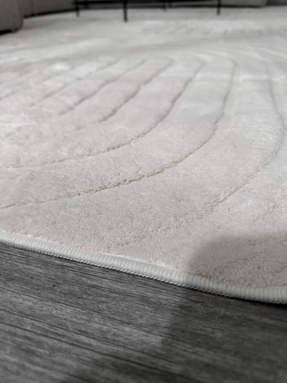 5x7 Geometric Solid Beige Area Rug - Washable, Durable Non-Slip Indoor Carpet with Soft High-Low Pile, Fluffy Floor Rugs for Living Room, Bedroom, Bedside, Kids Room, Nursery, Home Office Decor customer photo 1