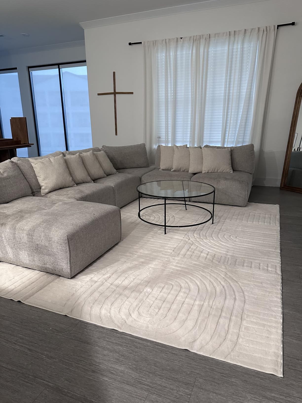5x7 Geometric Solid Beige Area Rug - Washable, Durable Non-Slip Indoor Carpet with Soft High-Low Pile, Fluffy Floor Rugs for Living Room, Bedroom, Bedside, Kids Room, Nursery, Home Office Decor customer photo 2