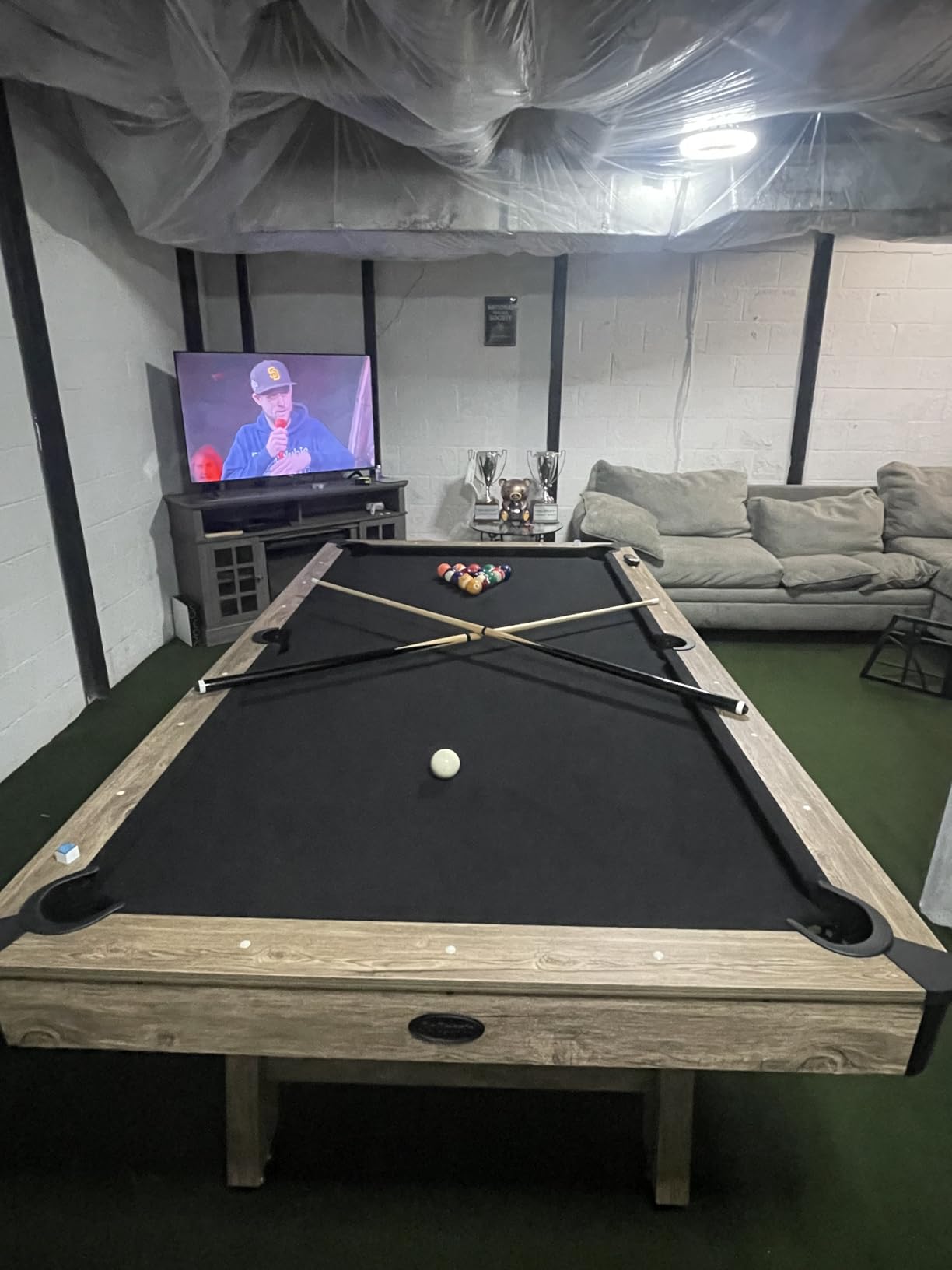 GoSports 7 and 8 ft Pool Tables with Wood Finish - Gray, Black, or Green Felt - Billiards Game Room Table for Adults & Family - Accessories Not Included customer photo 1