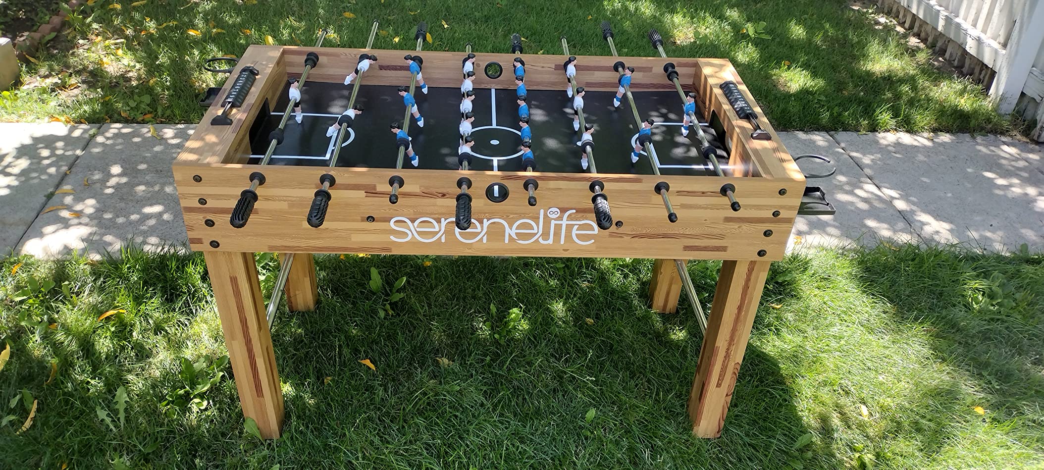 SereneLife 48in Foosball Table, Competition Size Soccer Game Table for Kids and Adults, Home Game Room Arcade Set, Leveling Legs, Engineered Wood, Chrome Steel Rods, 2 Balls, 2 Cup Holders customer photo 1