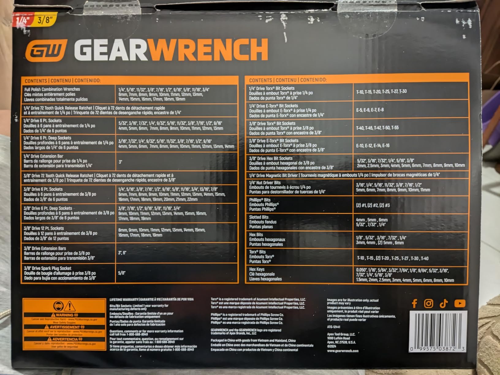 GEARWRENCH Mechanics Tool Set in 3 Drawer Storage Box, 232 Pc, 1/4 in and 3/8 in Drive, Metric/SAE | GW72LLCBMTS customer photo 2