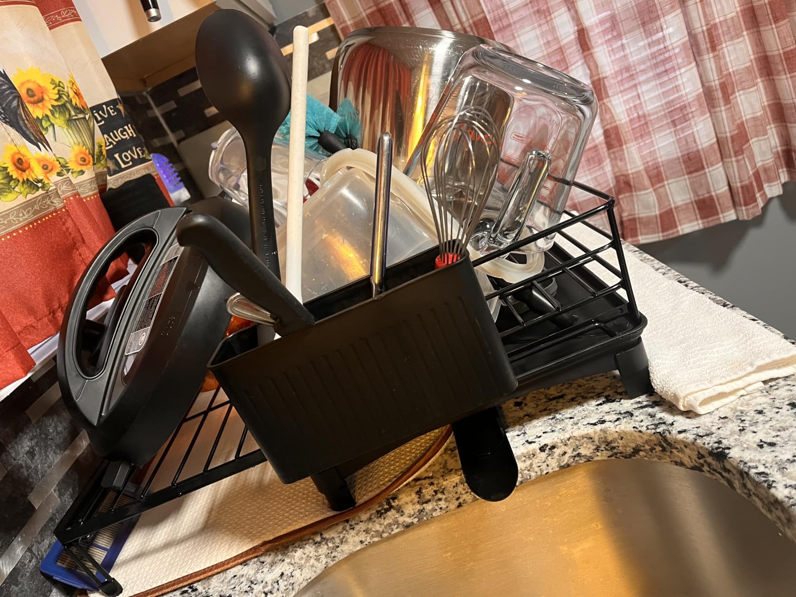 Simple Trending Dish Drying Rack - Expandable Dish Rack for Kitchen Counter, Large Capacity Dish Drainer, Stainless Steel Dish Strainer with Utensil & Cup Holders, Black customer photo 1