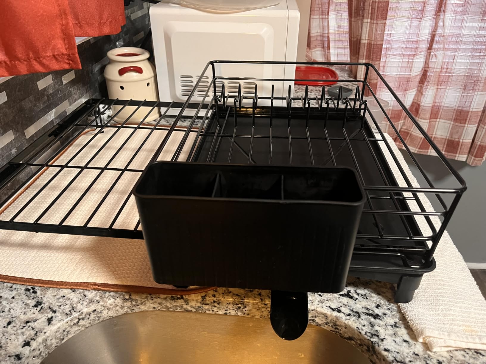 Simple Trending Dish Drying Rack - Expandable Dish Rack for Kitchen Counter, Large Capacity Dish Drainer, Stainless Steel Dish Strainer with Utensil & Cup Holders, Black customer photo 2