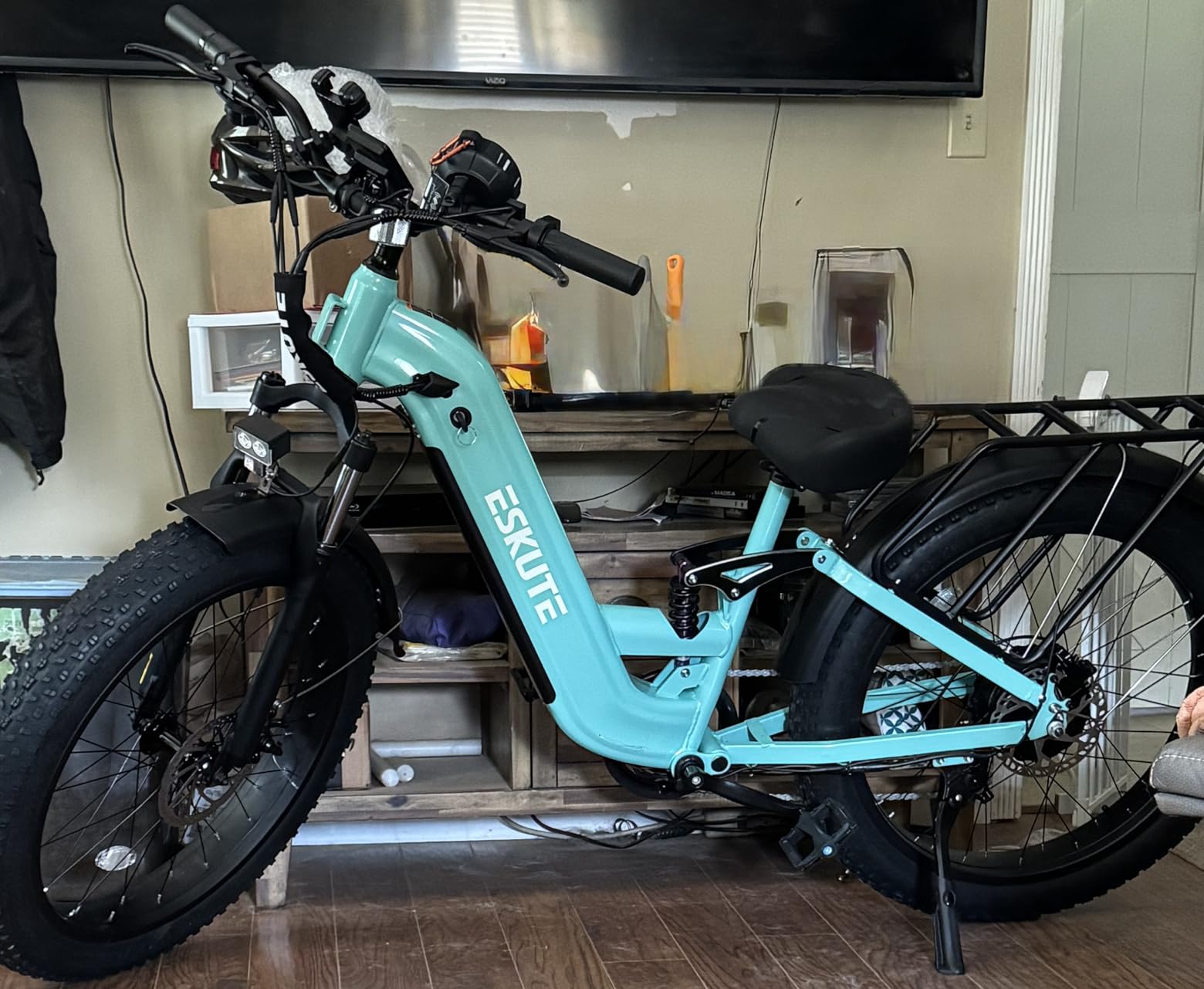 ESKUTE Electric Bike for Adults - 48V20.8Ah 80 Miles Battery Commuter, 32+MPH, Peak 1500W Brushless Motor, 26x4.0 Fat Tire Step-Thru Cityrun Ebike, 8-Speed, Full Suspensions E-Bike customer photo 1