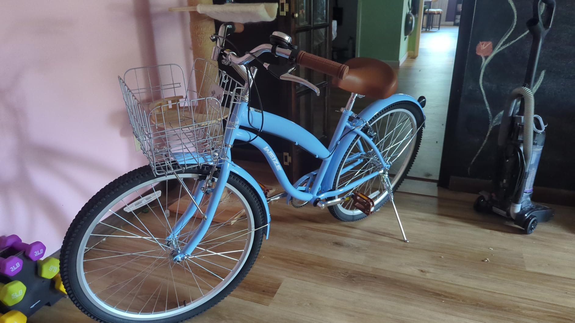 WEIZE Beach Cruiser Bike, 24/26 inch Commuter Bicycle for Adult Men and Women, Front & Rear Fenders, Comfortable City Bikes with Rear Rack & Basket, Ergonomic Upright Design customer photo 2