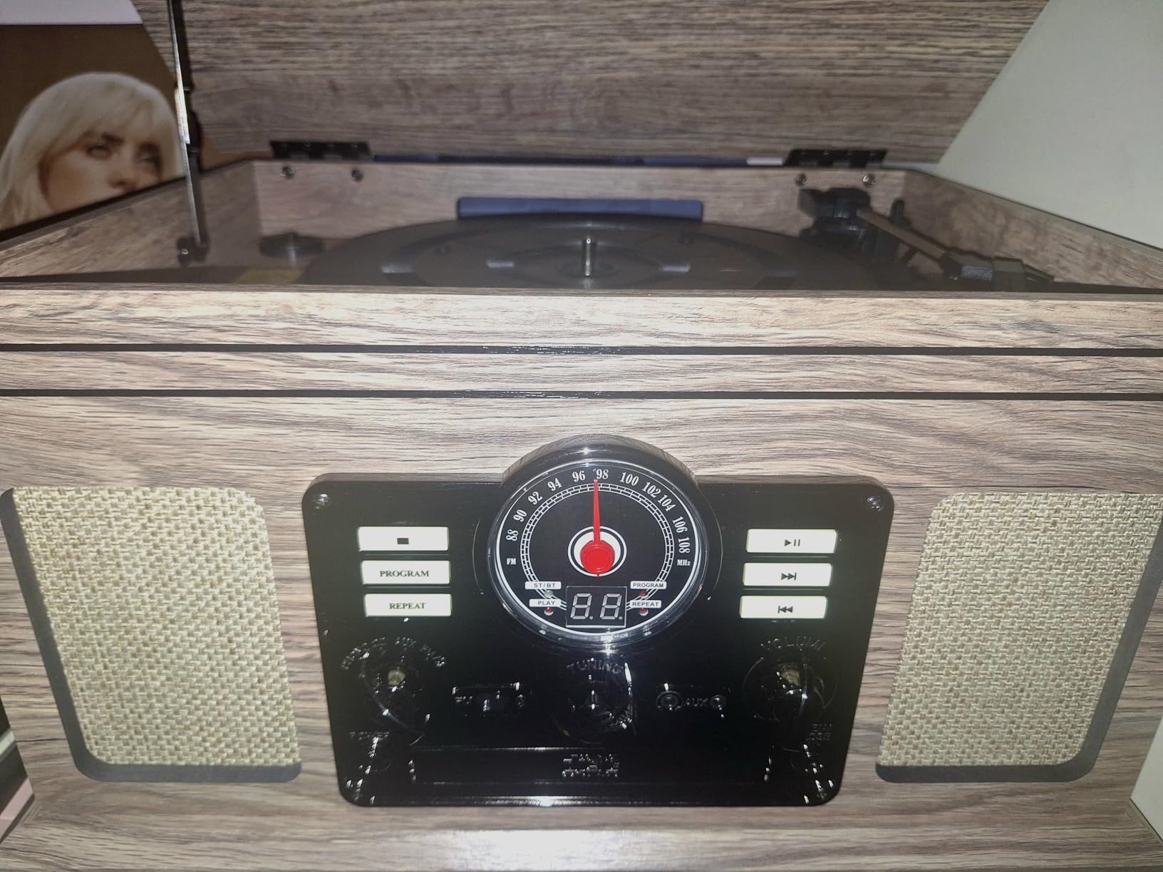 Victrola Quincy - 6-in-1 Bluetooth Record Player - Walnut | Plays vinyl, CD, cassette and FM radio through built-in stereo speakers, Bluetooth and aux streaming, headphone jack customer photo 1