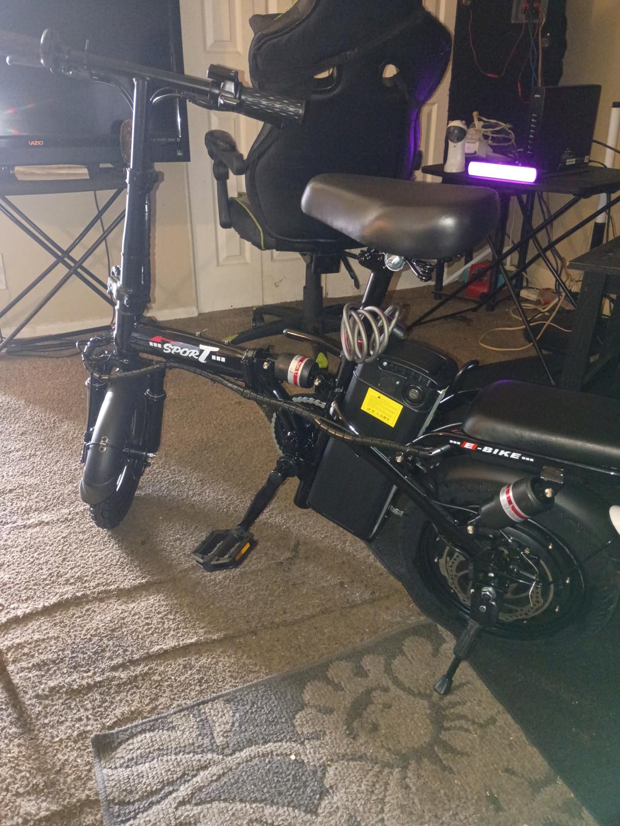 Electric Bike for Adults, 1200W Peak Motor Commuting E Bike, 22/25 MPH, 30/45 Miles PAS Range, 6-Point Full Suspension Foldable Ebike, 14