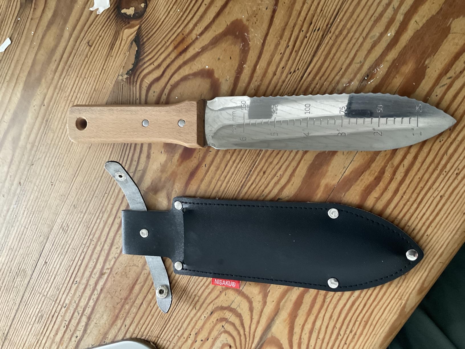 NISAKU NJP650 The Original Hori Hori Namibagata Stainless Steel Weeding Knife, 7.25-Inch Blade customer photo 2