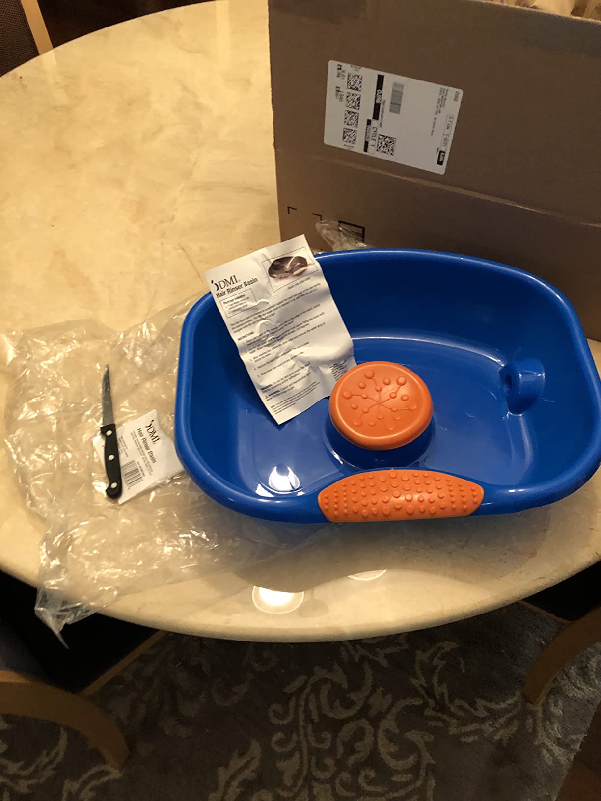 DMI Portable Shampoo Bowl for Bedside and Hair Washing, Hair Cuts and Coloring for the Elderly, Disabled, Bedridden and Handicapped, Blue customer photo 2