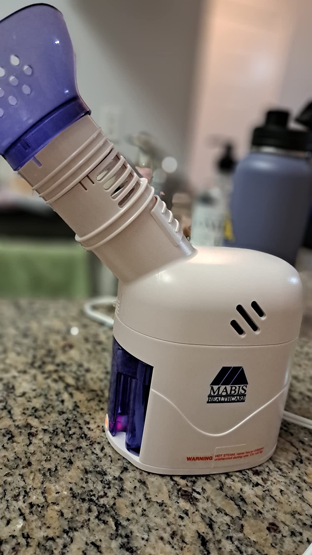 MABIS Facial Steamer, Steam Inhaler, Vaporizer or Vocal Steamer with Aromatherapy Diffuser and Soft Face Mask for Personal and Facial Steaming, 25mL customer photo 2
