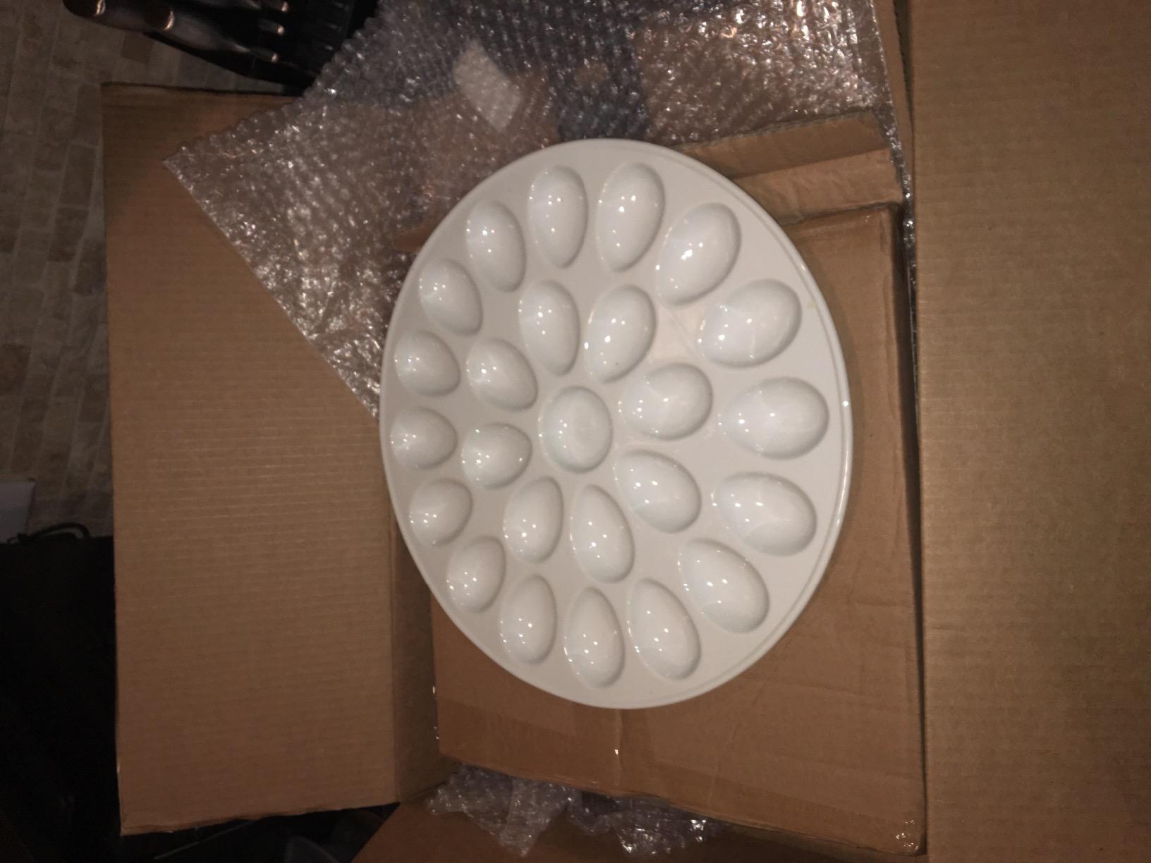 HIC Kitchen Deviled Egg Dish, 13.25-Inch, Fine Porcelain, Holds 24 | 24 Egg Wells, Center Seasoning Well, Lead And Cadmium Free, Freezer, Microwave, Oven Safe, Dishwasher Safe customer photo 2
