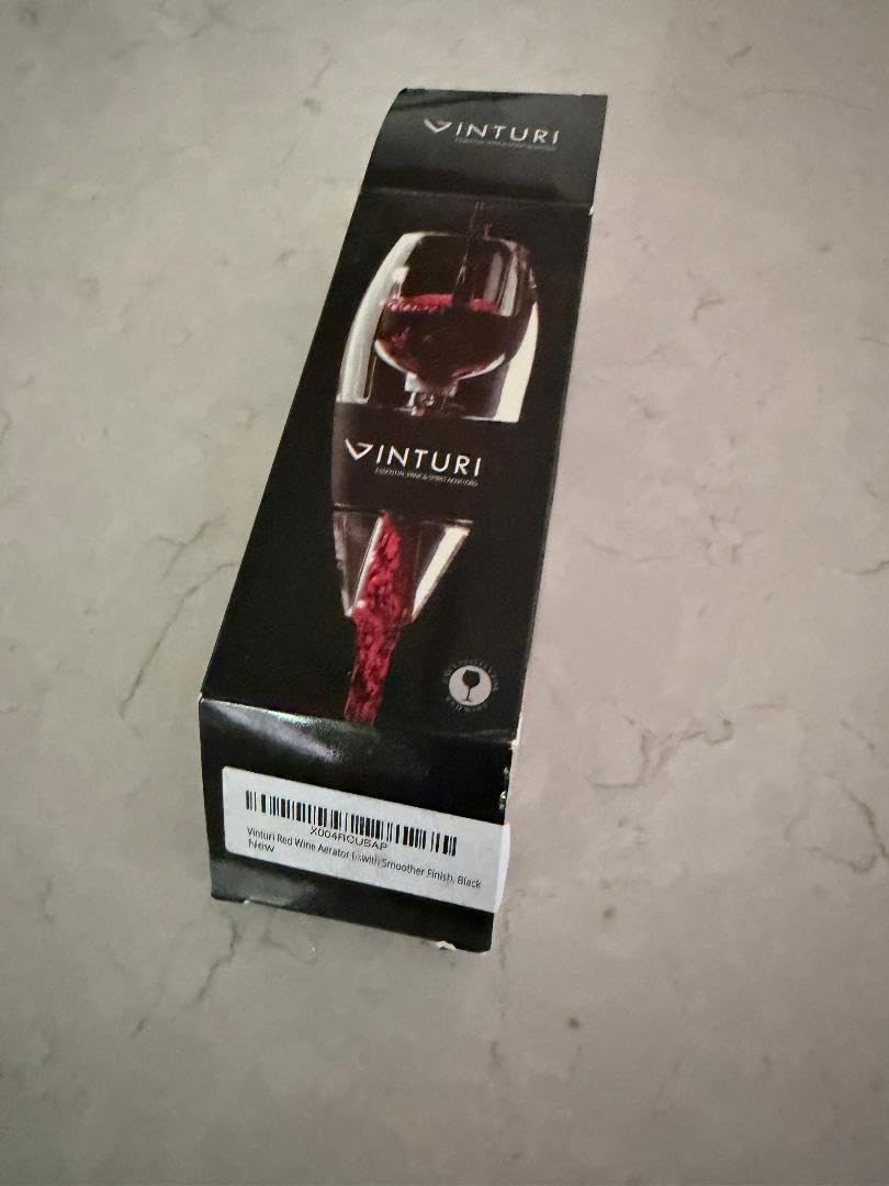 Vinturi Wine Aerator Pourer and Decanter for Red Wines Patented Design Perfectly Aerates Wines By The Glass or Bottle With Distinctive Sound, Includes No-Drip Base & Sediment Screen, Black customer photo 1