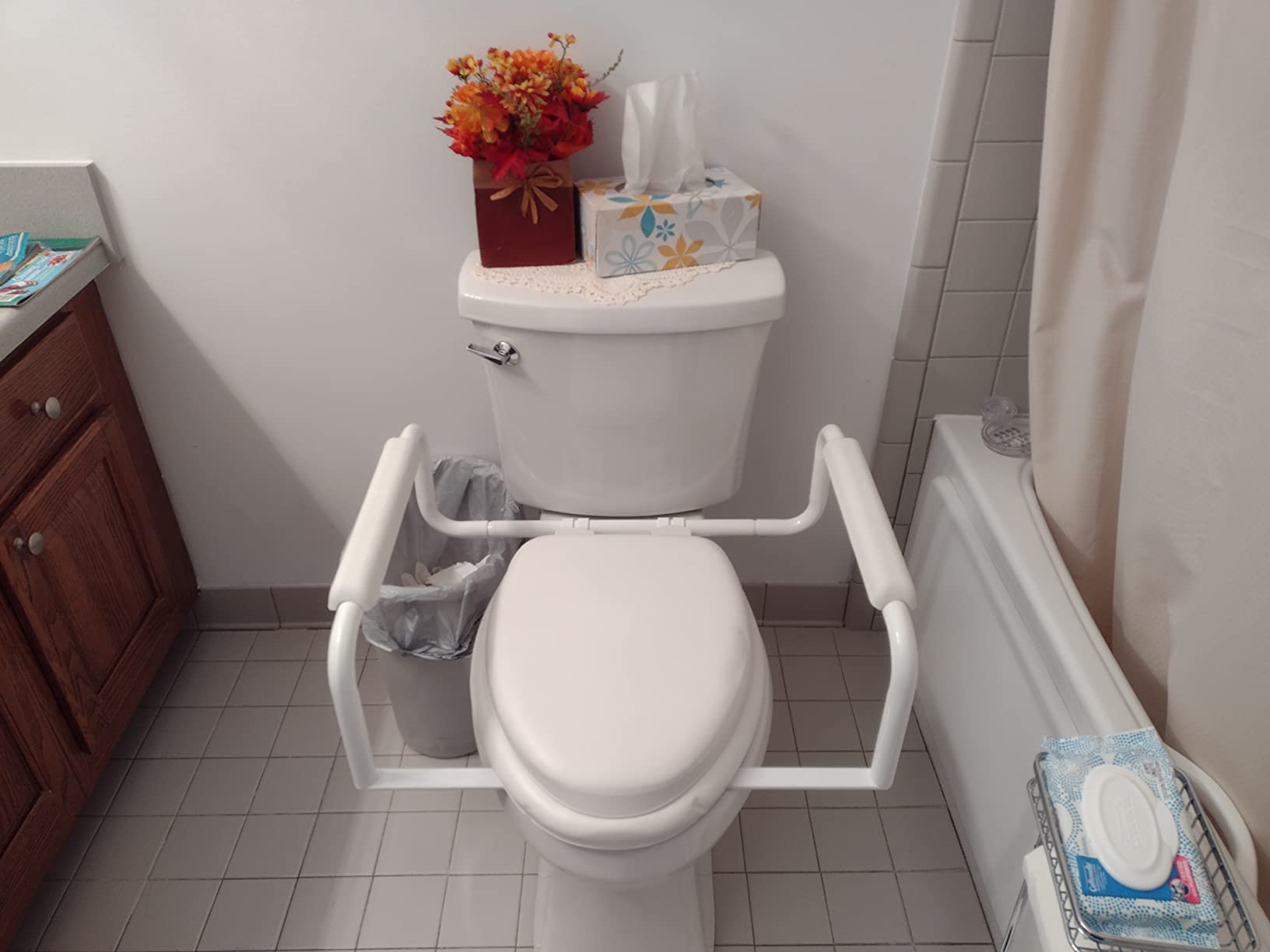 Moen Glacier White Home Care Bathroom Safety Toilet Grab Bar, Toilet Rails for Seniors, DN7015 customer photo 2