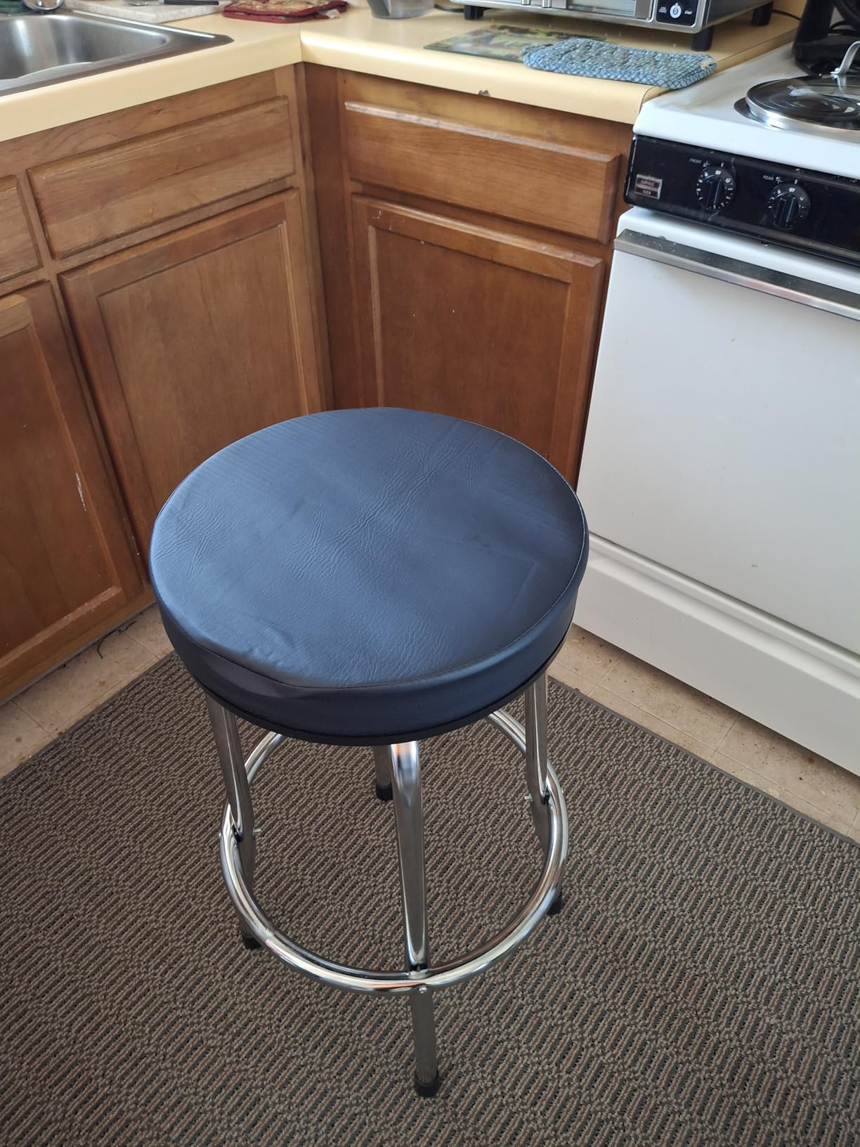 BIG RED Torin Swivel Bar Stool: Padded Garage/Shop Seat with Chrome Plated Legs, Black, 28.74