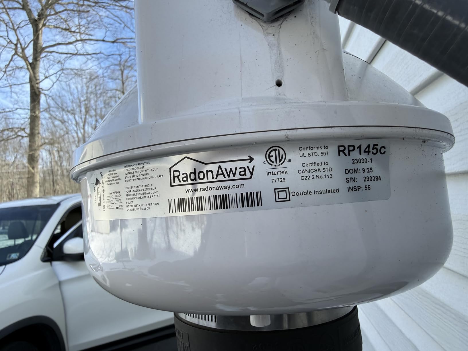 RadonAway RP145C Radon Fan P/N 23030-1 Inlet/outlet Diameter of 4.5 customer photo 2