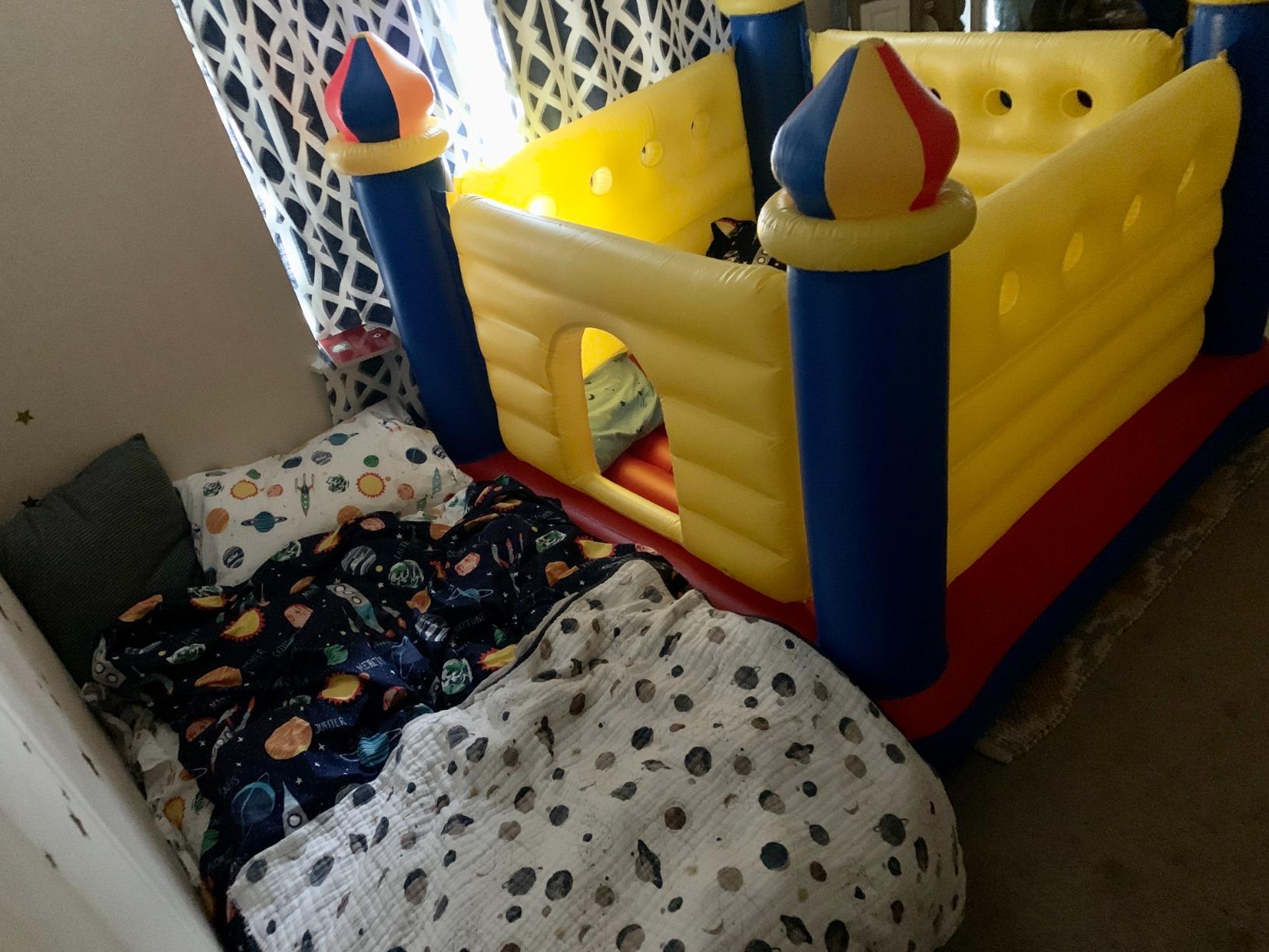 Intex Inflatable Colorful Jump-O-Lene Castle Bounce House, for 2 Kids Ages 3-6 - Large Blow-Up Indoor Outdoor Children's Bouncer Jumper Playhouse customer photo 2