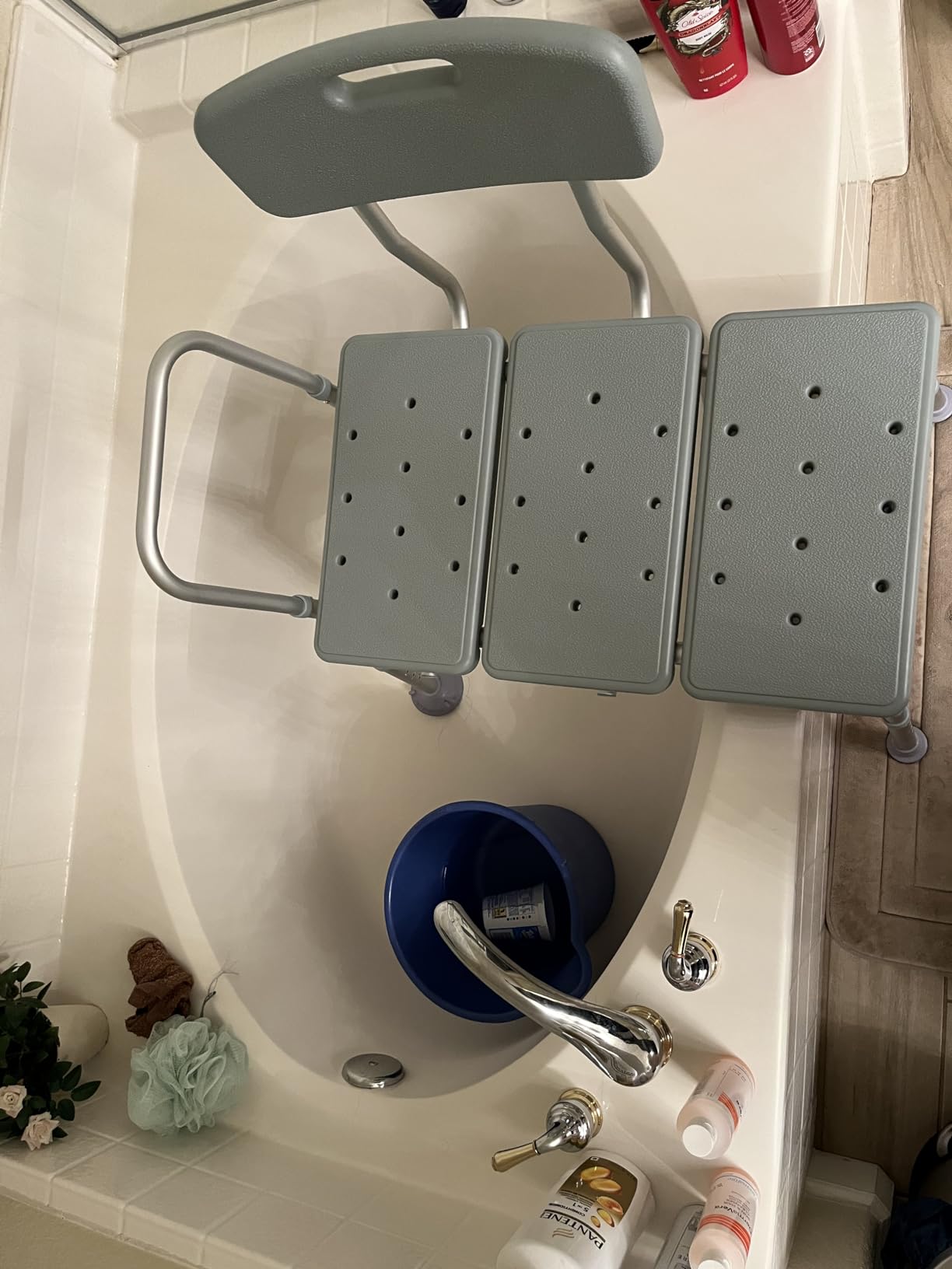 Drive Medical Tub Transfer Bench for Bathtub - Safer, Independent Bathing Aid - Height Adjustable Bench - Sturdy Aluminum Construction - Comfortable Backrest Support - 350 Lb Capacity customer photo 2