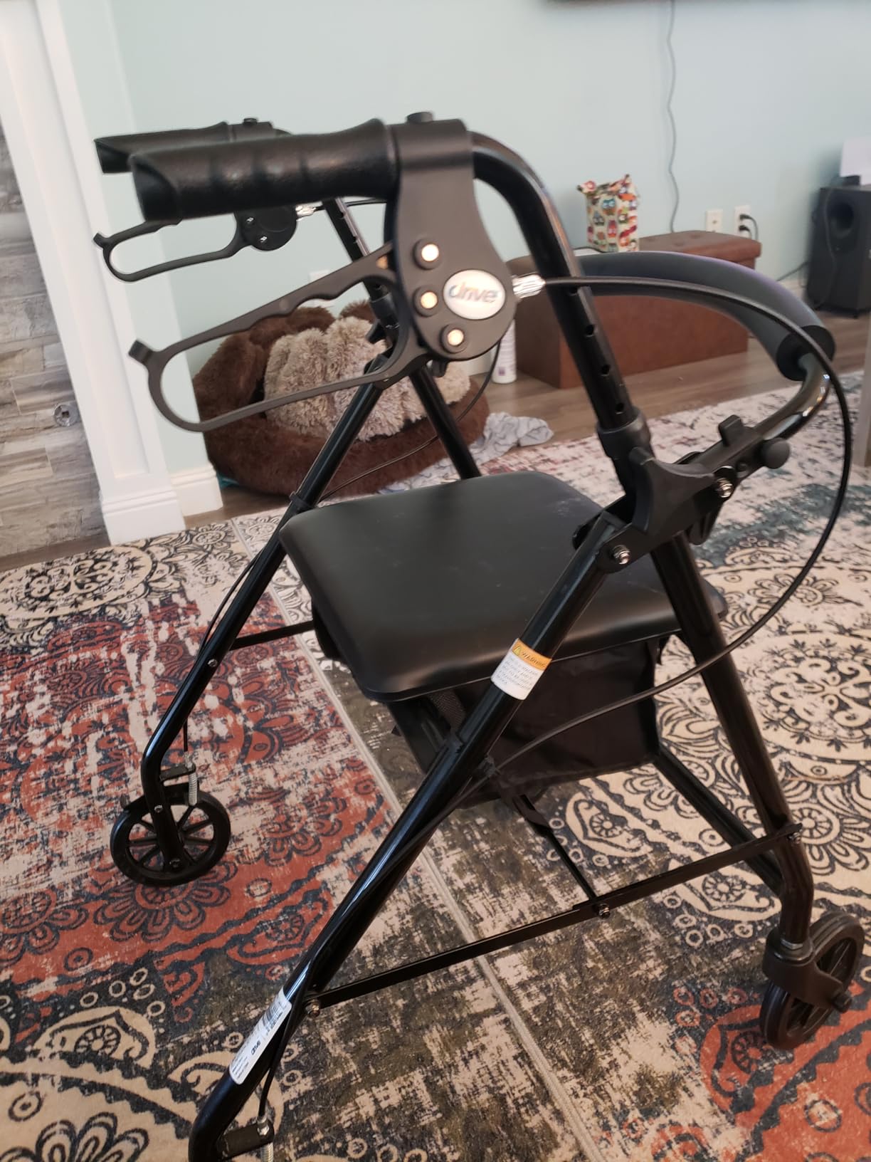 Drive Medical Aluminum Rollator Walker, Padded Seat, 6-Inch Wheels, Blue | Aluminum Rollator Walker Folds Up with 6 Inch Wheels for Indoor and Outdoor Mobility and Everyday Ease Daily customer photo 2