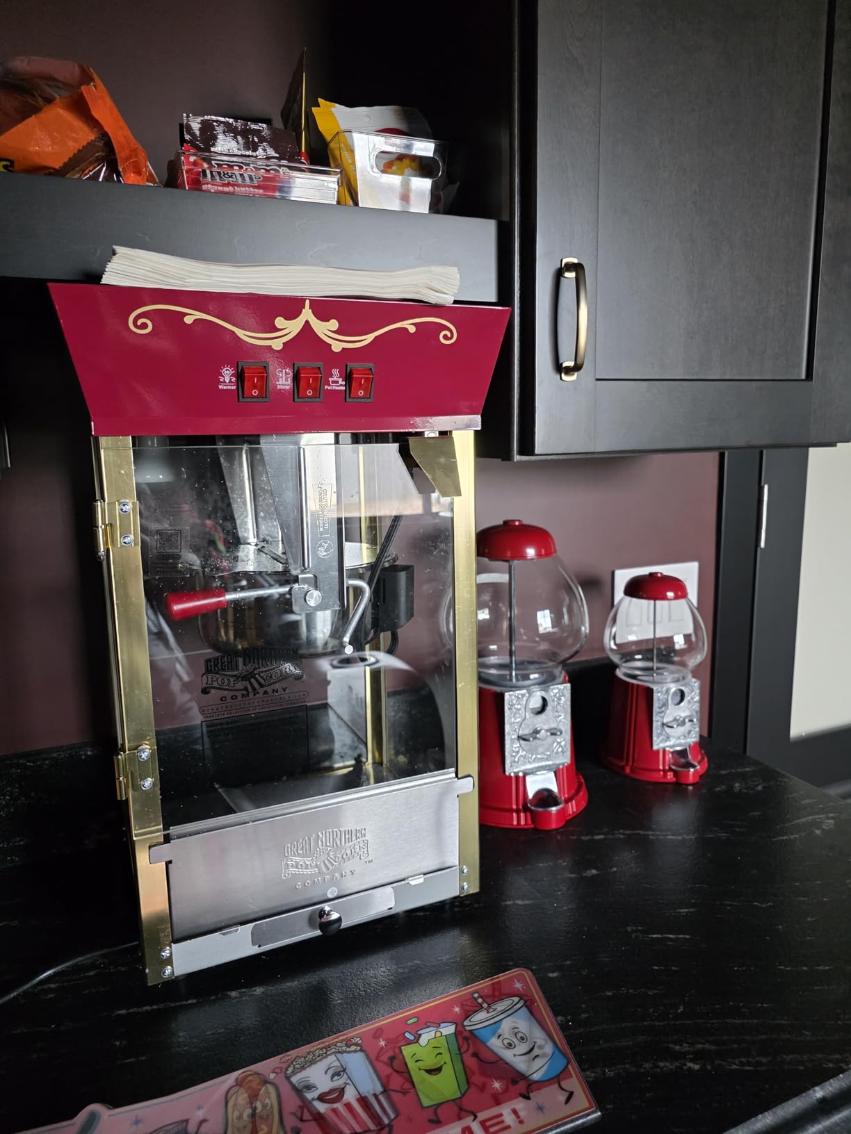 Matinee Popcorn Machine - 8oz Popper with Stainless-Steel Kettle, Reject Kernel Tray, Warming Light, and Accessories by Great Northern Popcorn (Red) customer photo 2