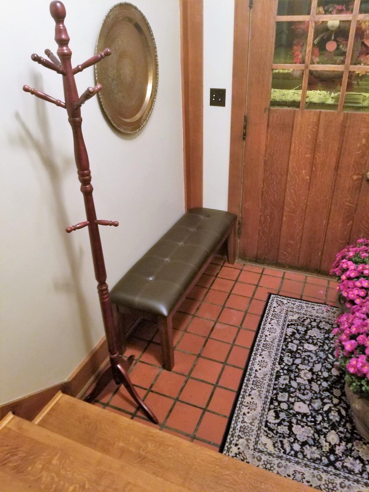 Signature Design by Ashley Ralene Tufted Upholstered Dining Room Bench, Medium Brown | Plush wipe-clean faux leather cushion, Frame of veneers, wood and engineered wood, Versatile 2-person entryway seating customer photo 2