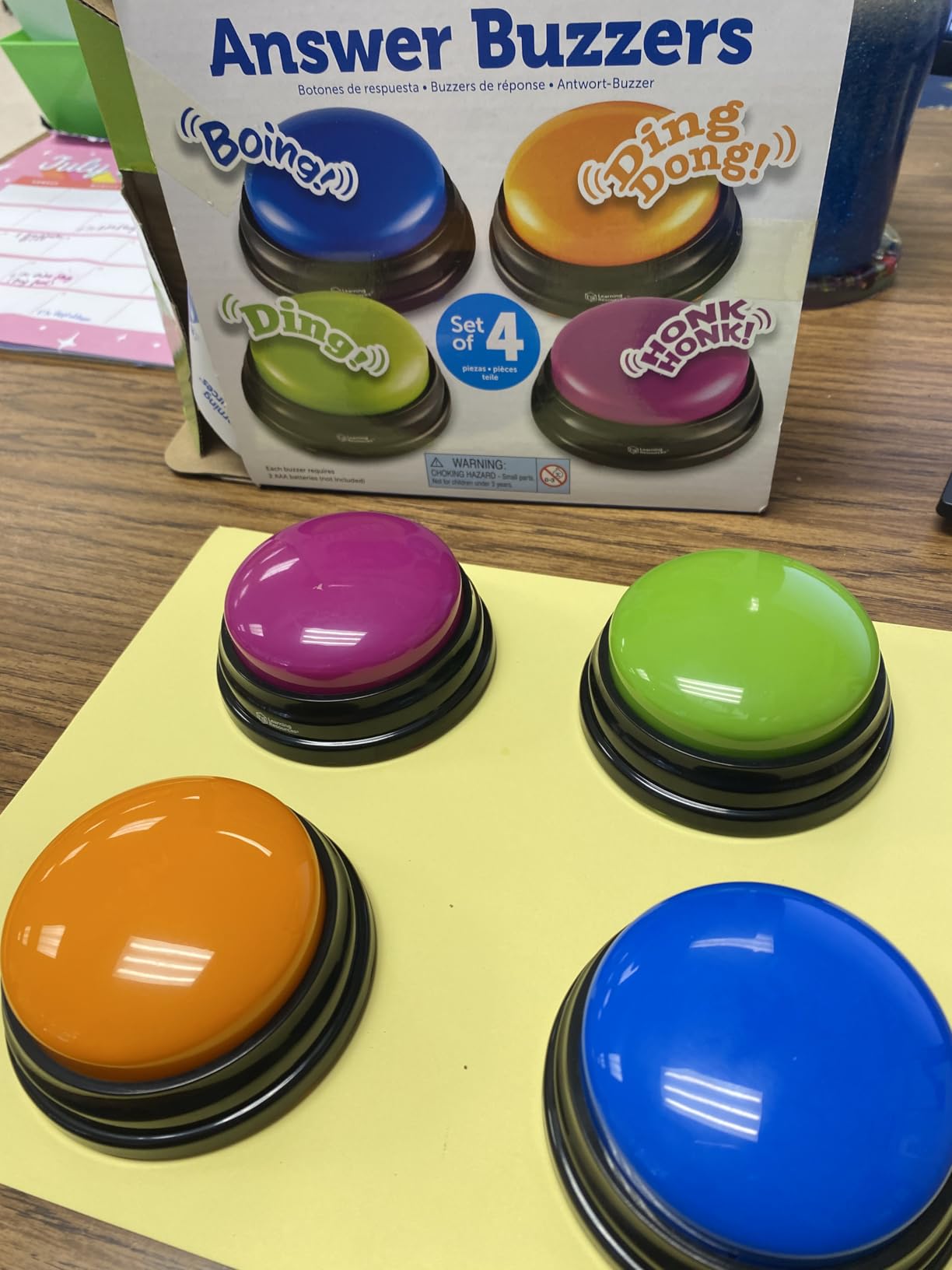 Learning Resources Answer Buzzers, Set of 4 | Classroom Must Haves, Teacher Supplies, Sound Effect Button, Family Game Shows, Buzzers for Trivia, Participation Tools customer photo 1