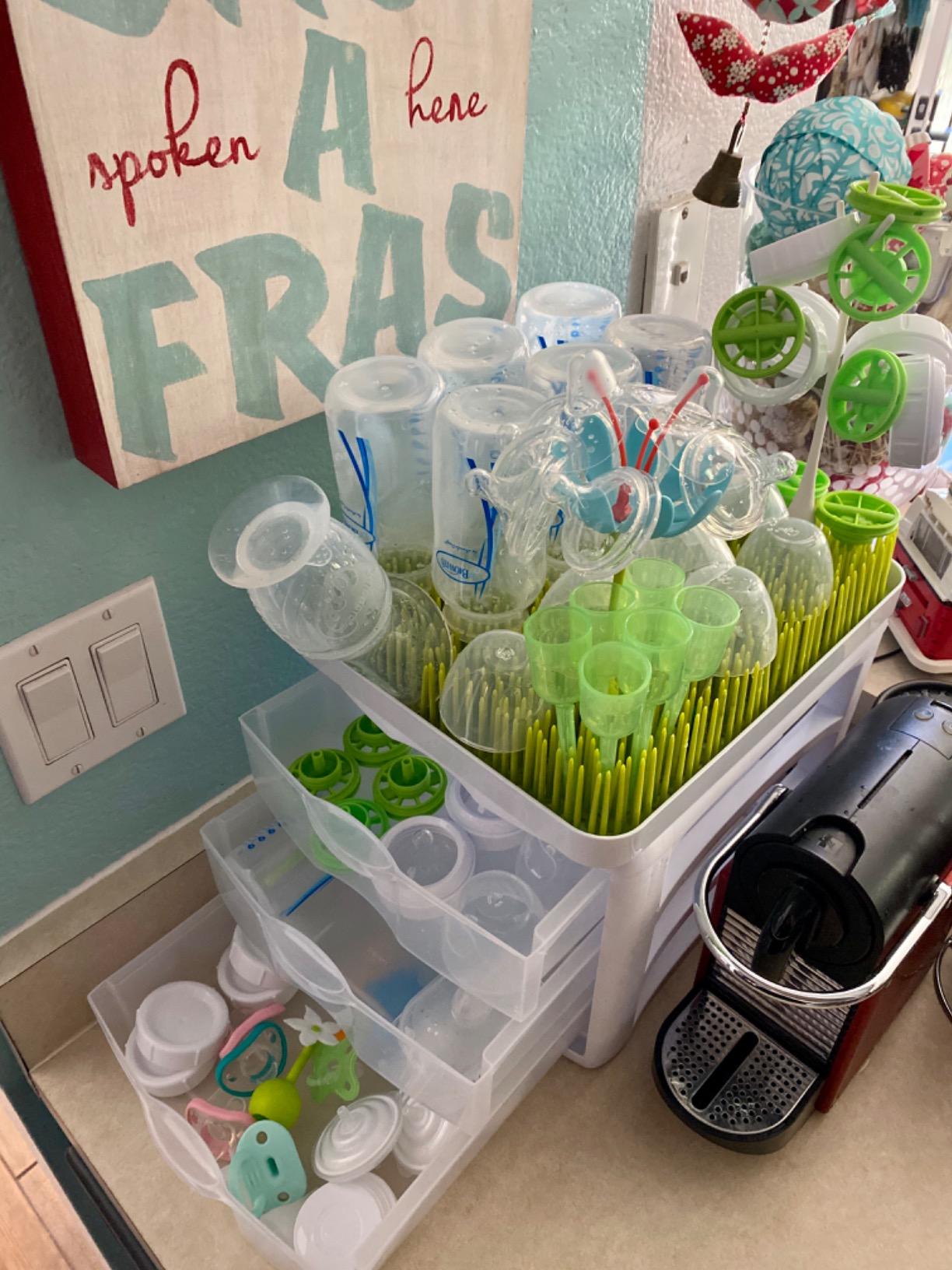 Boon Lawn Countertop Baby Bottle Drying Rack with Antimicrobial Tray - Spring Green - Bottle Rack and Organizer - Baby Feeding Essentials - 13.5 x 11 x 2.5 - 1 Count customer photo 2