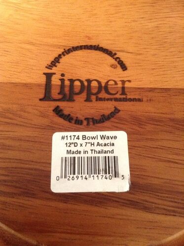 Lipper International Acacia Wave Serving Bowl for Fruits or Salads, Large, 12