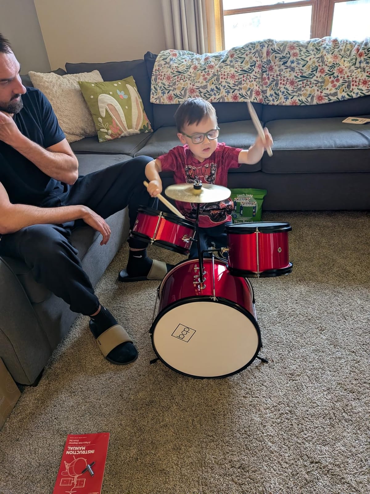 Best Choice Products 3-Piece Beginner Drum Set for Kids Juniors, w/Throne Stool, Cymbal, Drum Sticks, Bass Drum Pedal, 2 Toms - Blue customer photo 2