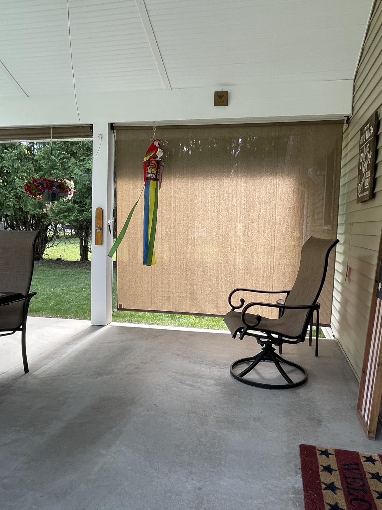 Coolaroo Outdoor Roller Shade with Wand - 95% UV Block Breathable Light Filtering Shade for Patio or Porch, Fade-Resistant, Easy-Clean Fabric, 10ft x 8ft, Walnut customer photo 1