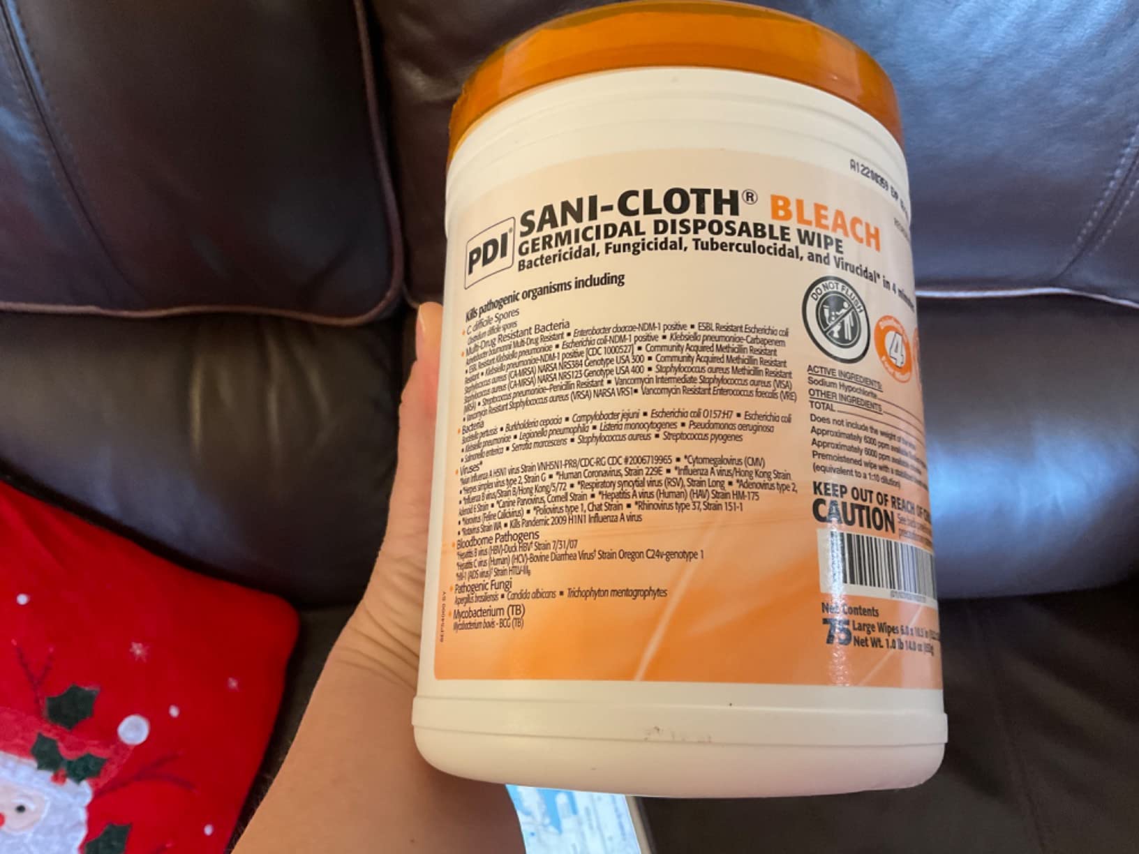 Sani-Cloth Bleach Disposable Wipe - Hospital-Grade Surface Cleaner for Bathroom, Equipment - Large Canister, 6 inch. x 10.5 inch, 75 Total customer photo 2