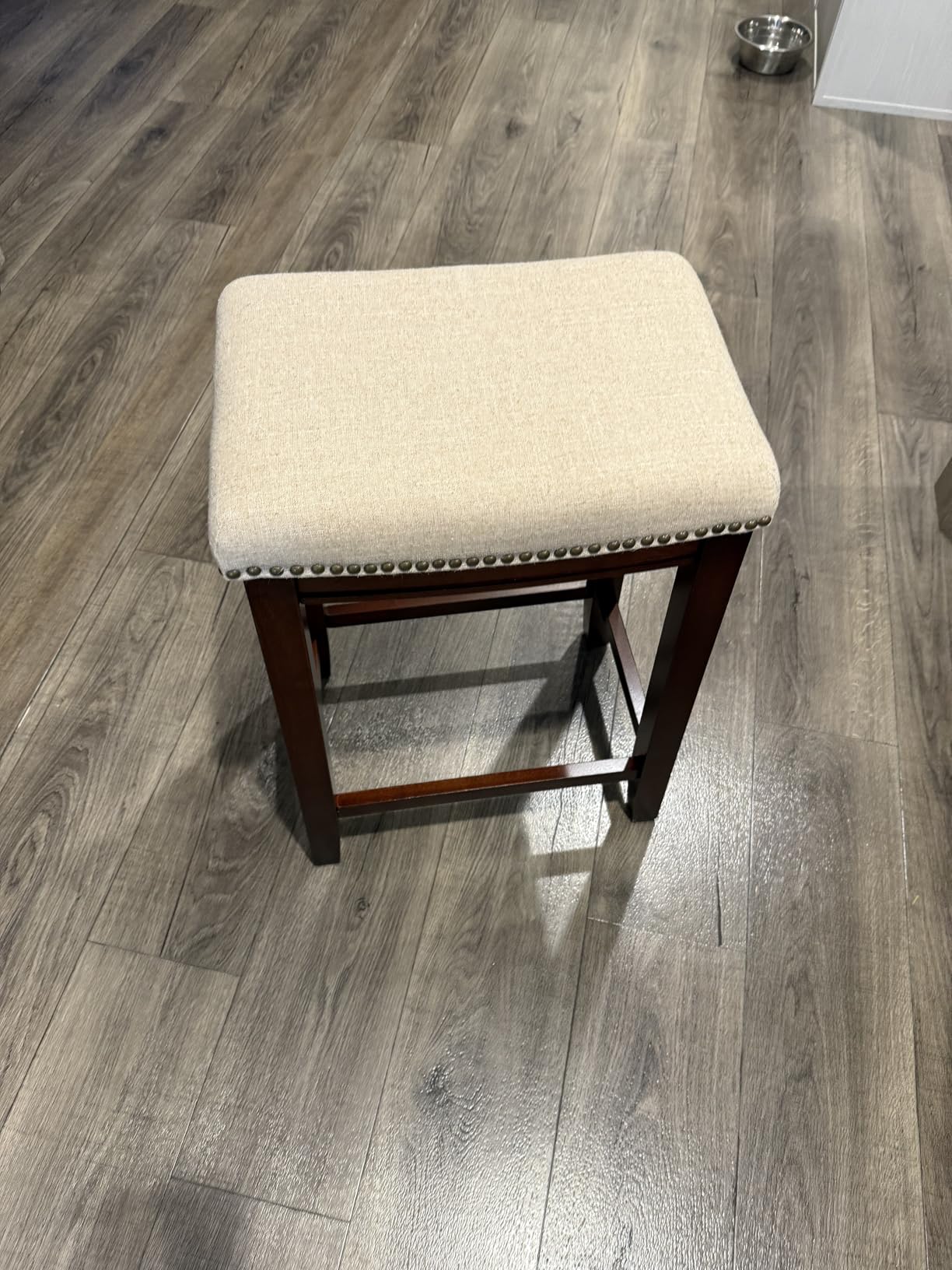 Linon Harper Beige & Dark Walnut 24