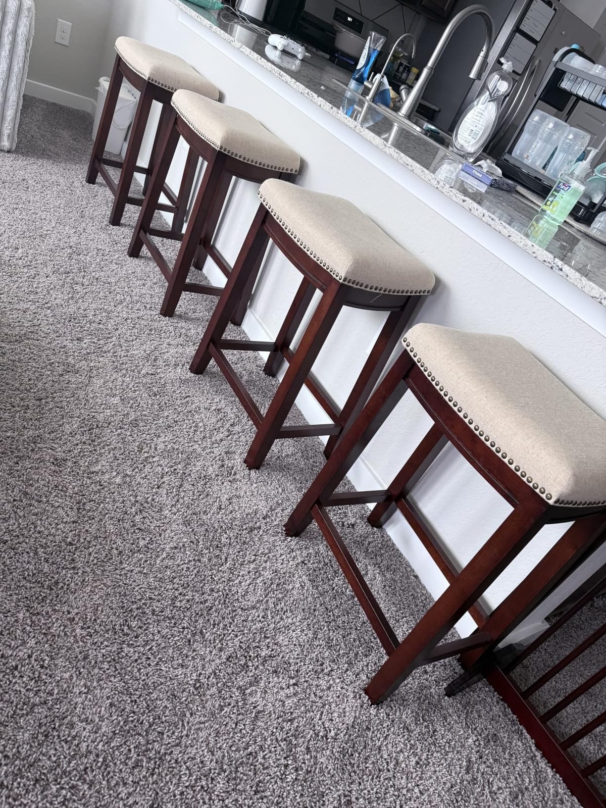 Linon Harper Beige & Dark Walnut 24